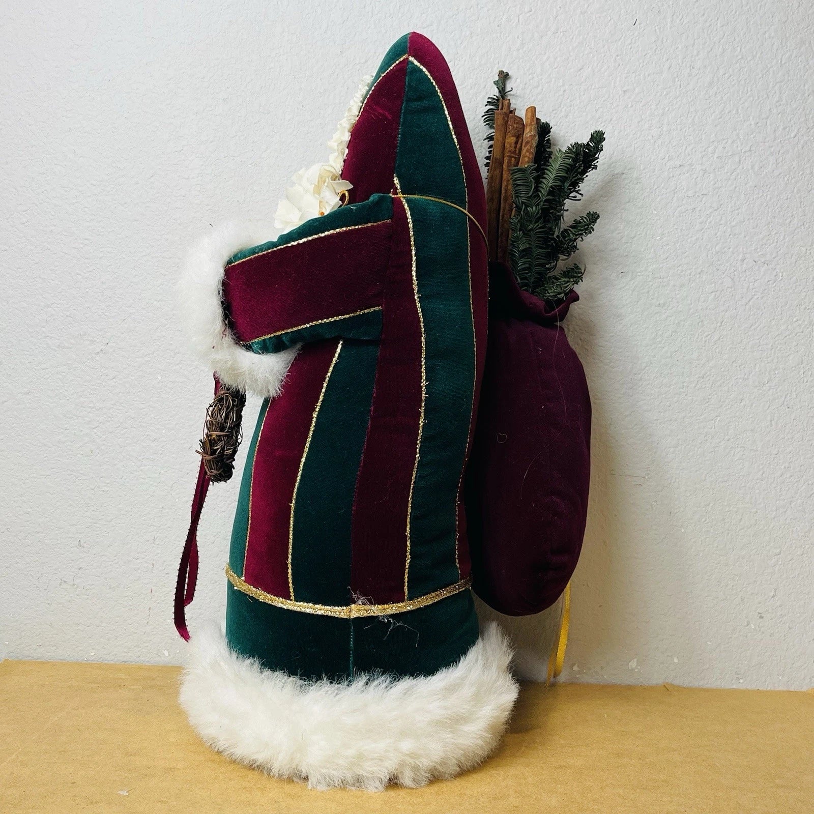 Handmade Farmhouse-Style Vintage Santa Figurine, 21” H: Rustic Christmas Decor.