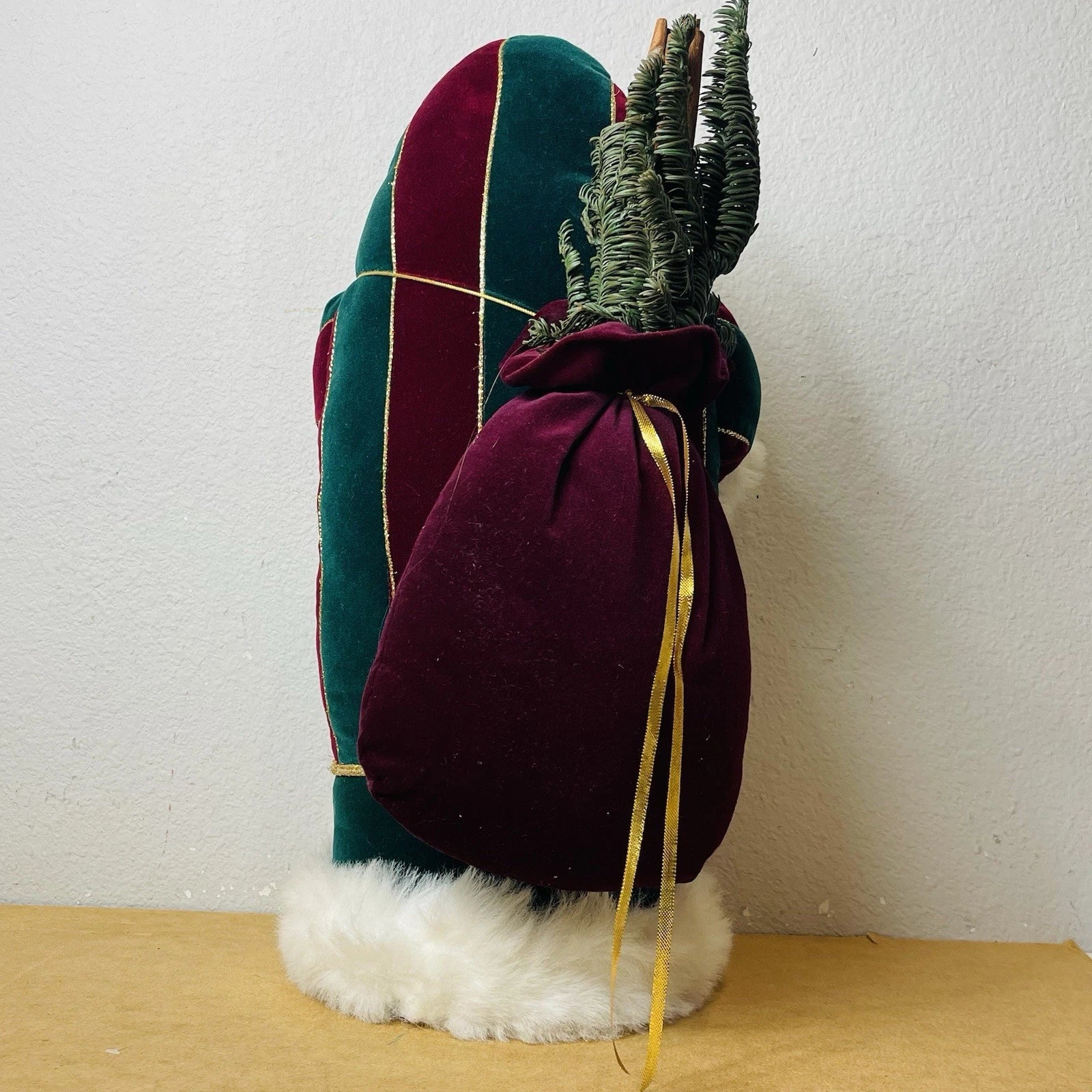 Handmade Farmhouse-Style Vintage Santa Figurine, 21” H: Rustic Christmas Decor.