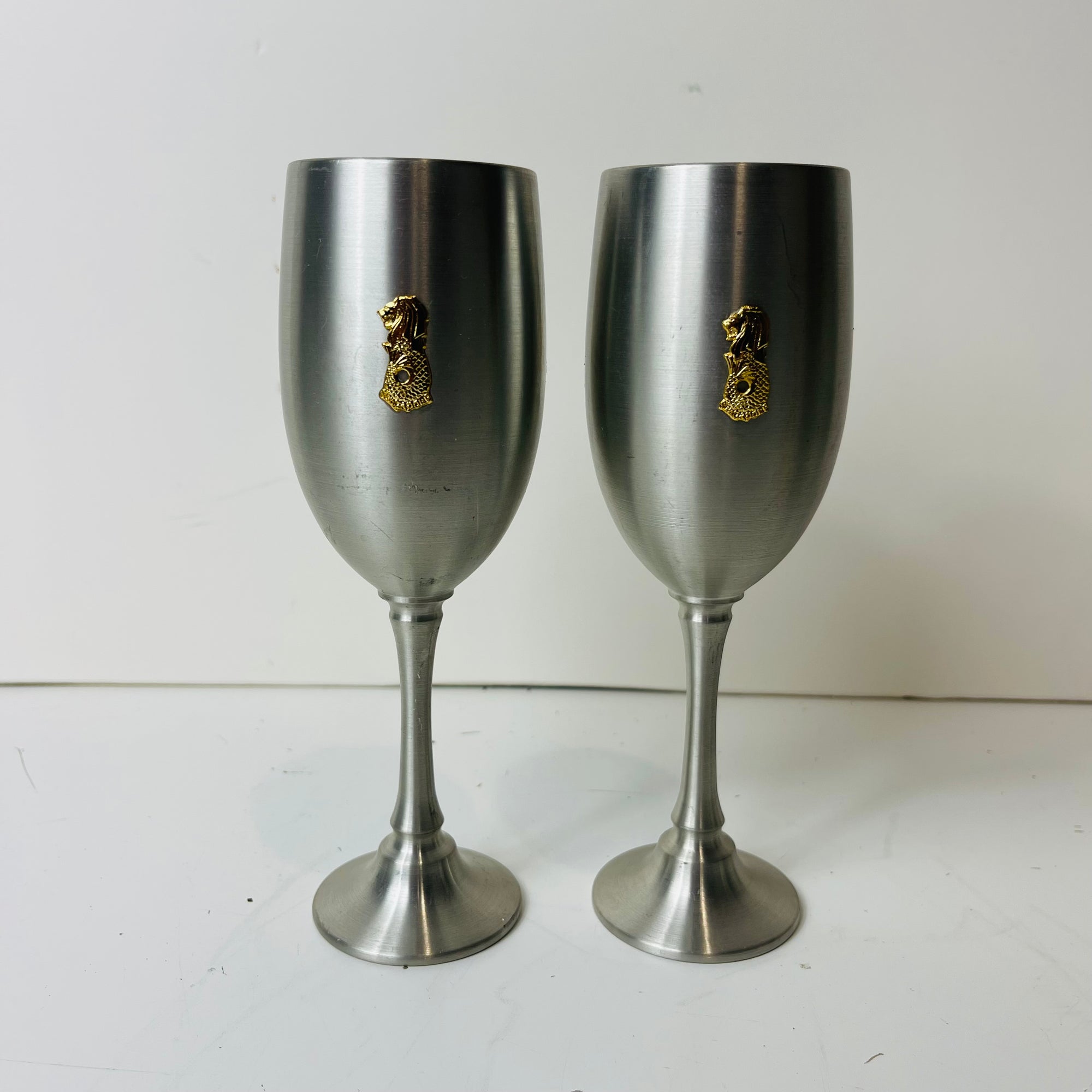 Singapore Imperial Pewter Goblets Set Of 2