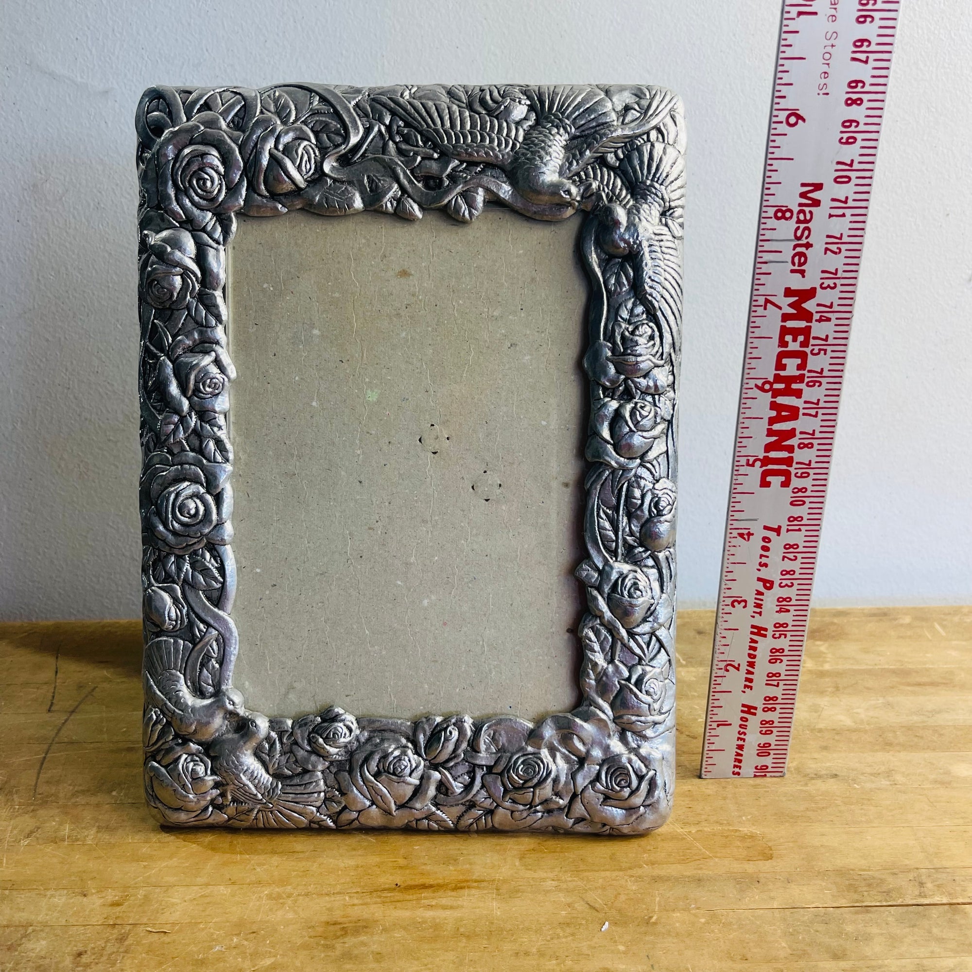 Pewter Rose Pattern Picture Frame