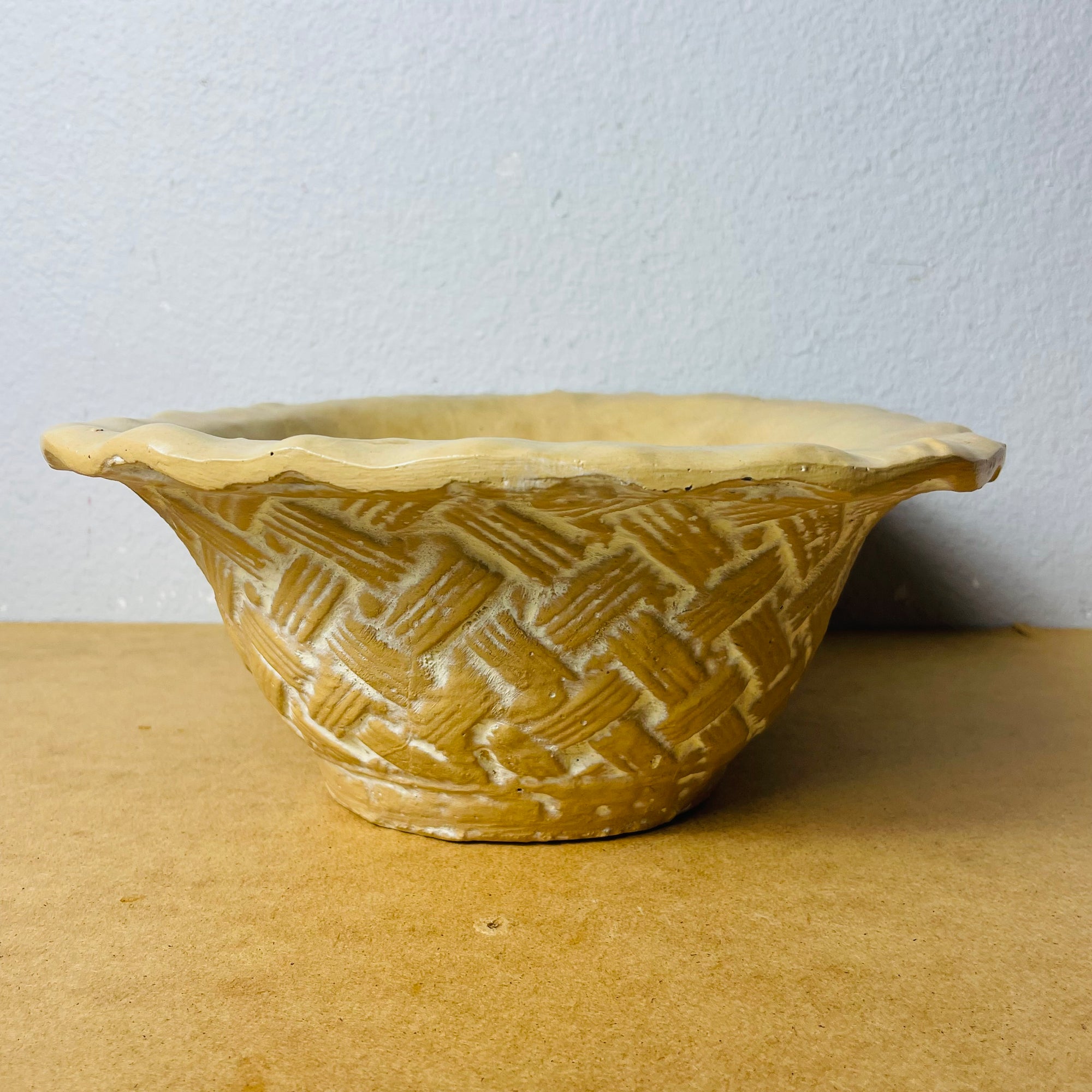 Ceramic Basket Weave Planter Bowl