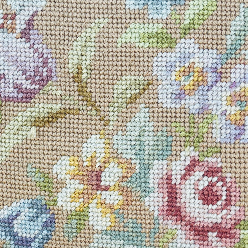 Vintage French Floral Upholstered Armchair with Carved Details *As is*