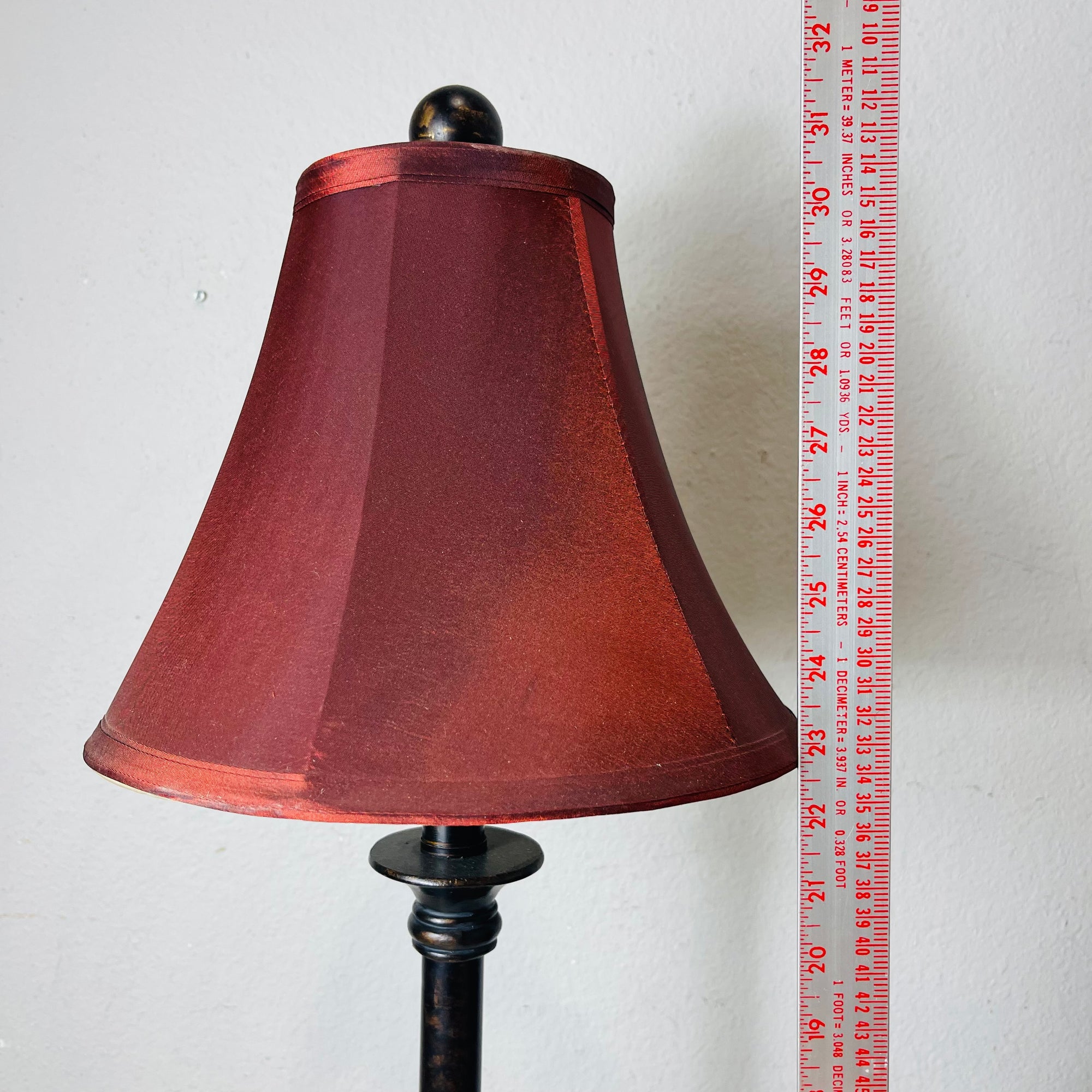 Table Lamp with Red Shade *Works Great*
