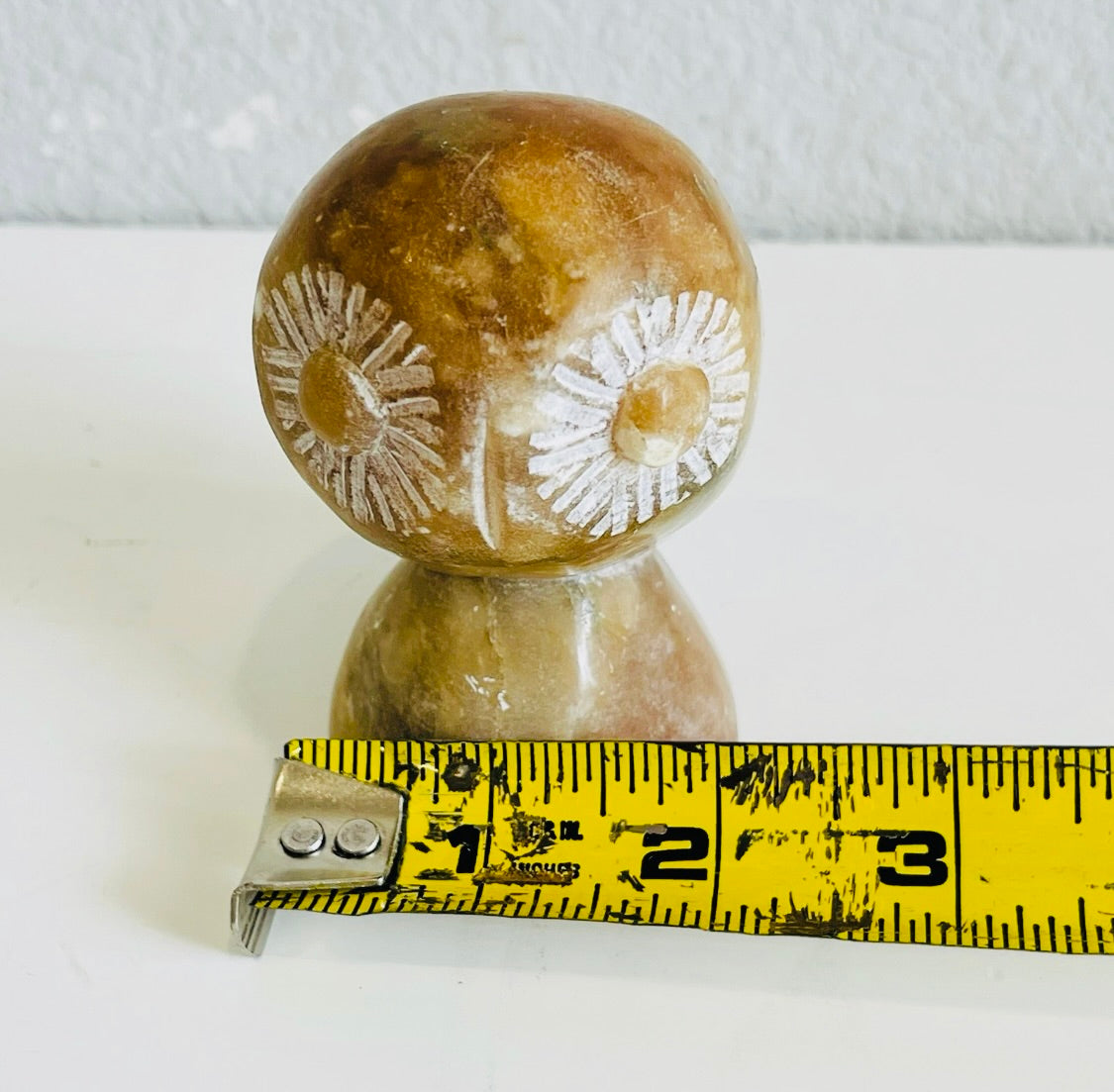 Small Brown Marble Owl Accent Home Office Figurine Hand Carved Decor