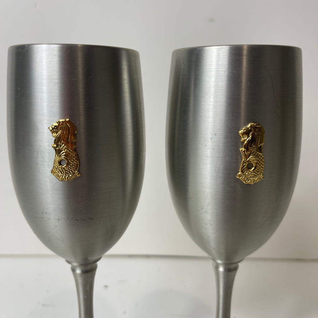 Singapore Imperial Pewter Goblets Set Of 2