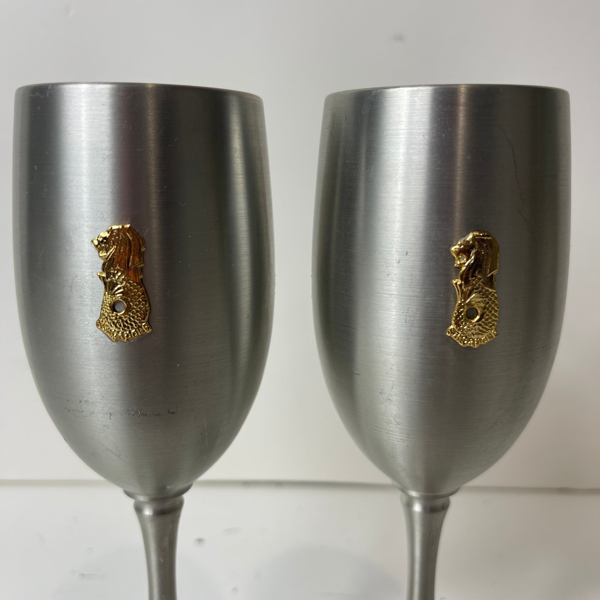 Singapore Imperial Pewter Goblets Set Of 2