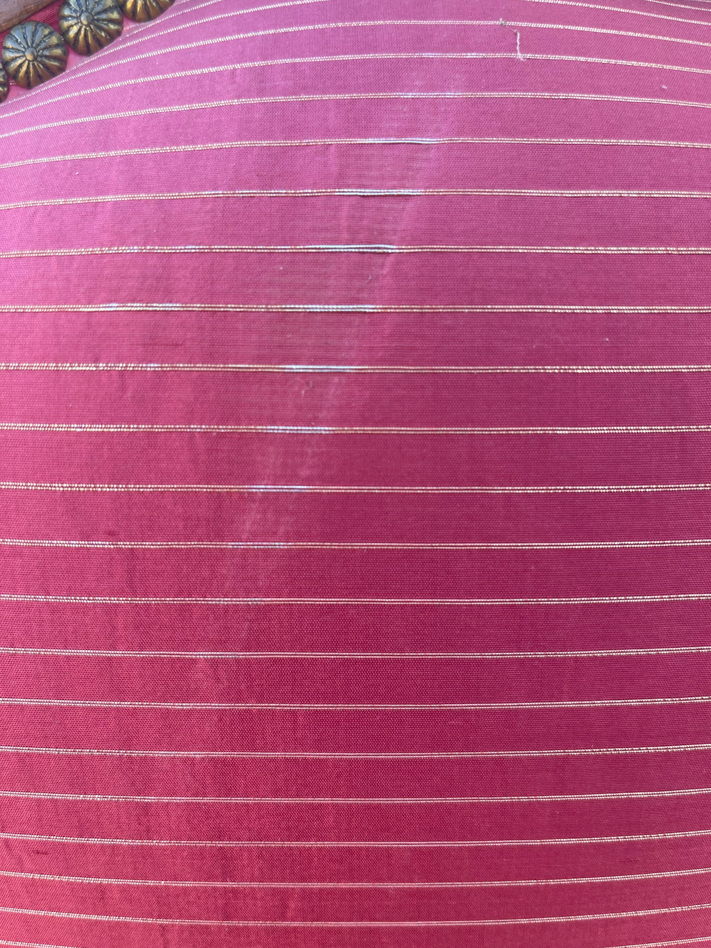 Louis XV Style Set of 2 Armchairs With Decorative Studs Striped Red Pink Upholstery Decor