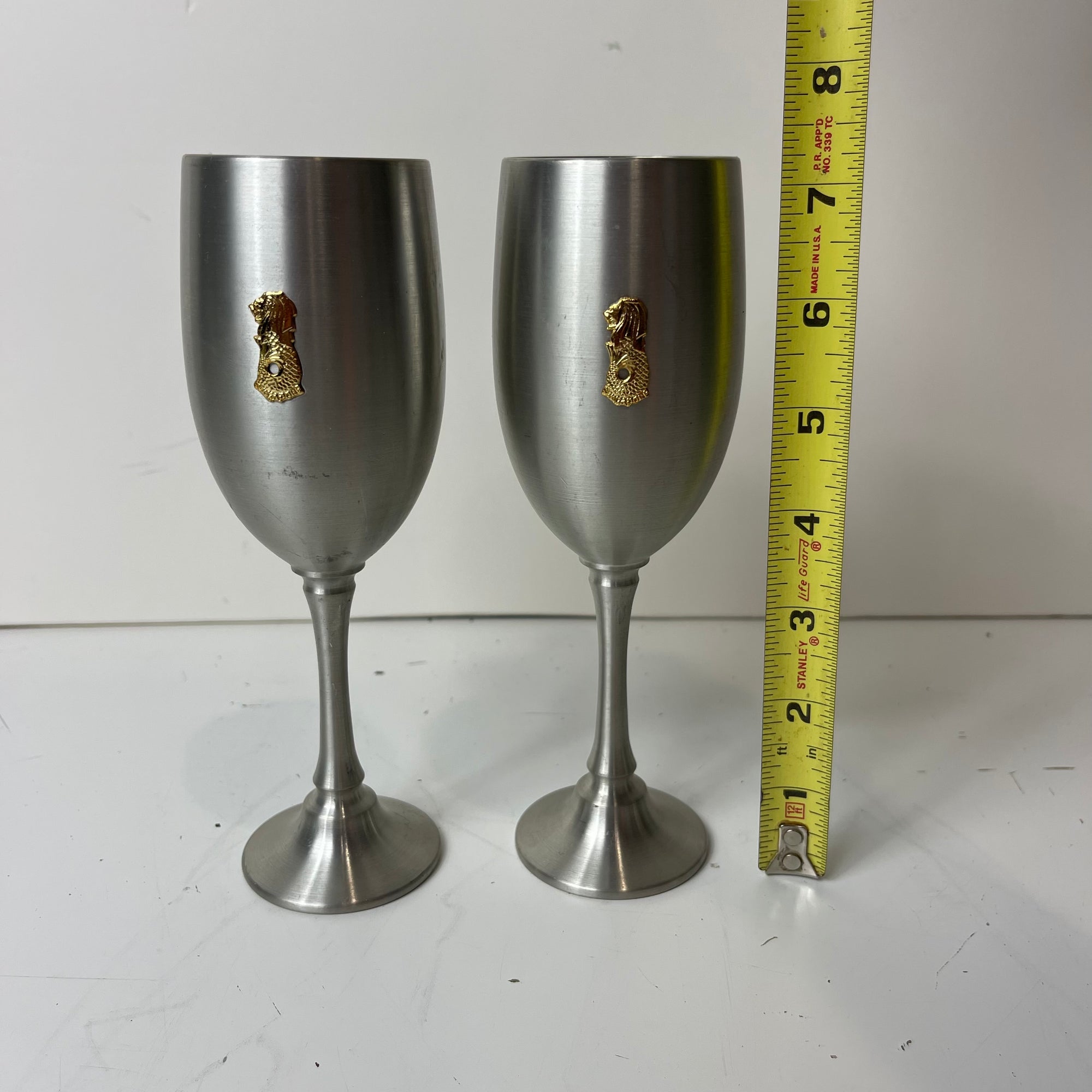 Singapore Imperial Pewter Goblets Set Of 2
