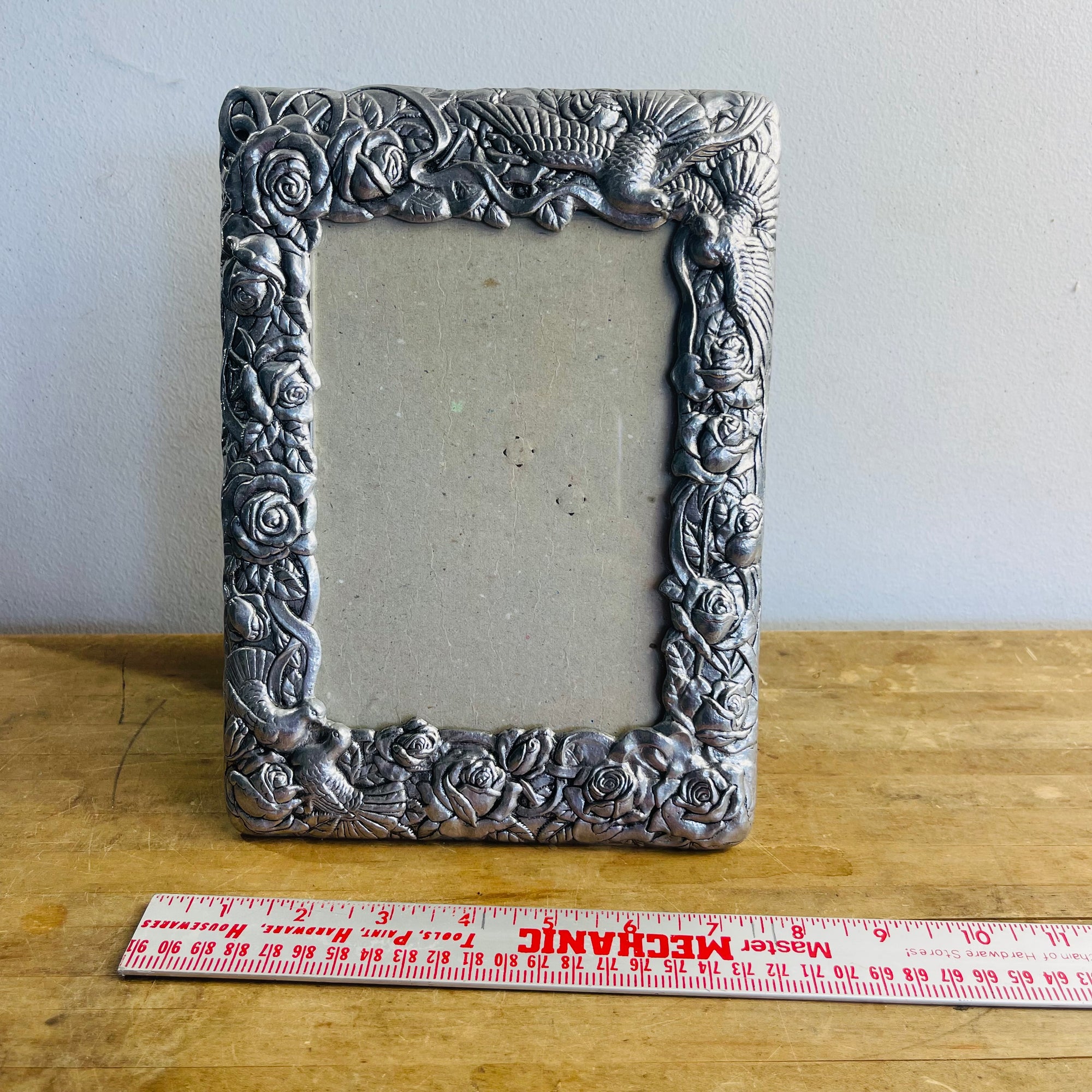 Pewter Rose Pattern Picture Frame