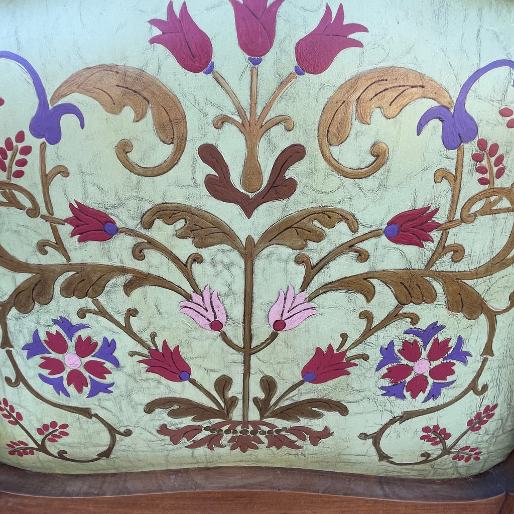 Louis XV Style Set of 2 Armchairs With Decorative Studs Striped Red Pink Upholstery Decor