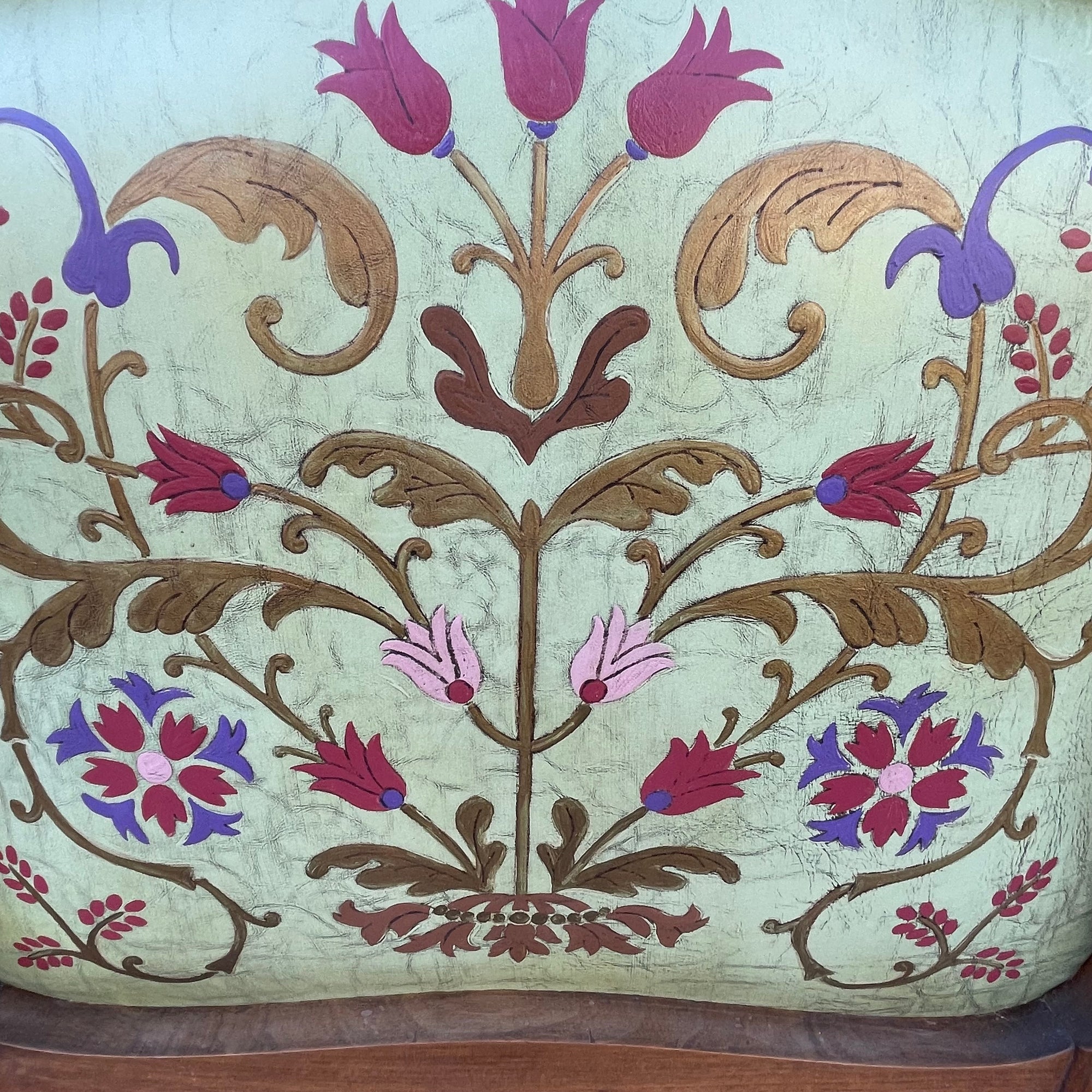 Louis XV Style Set of 2 Armchairs With Decorative Studs Striped Red Pink Upholstery Decor