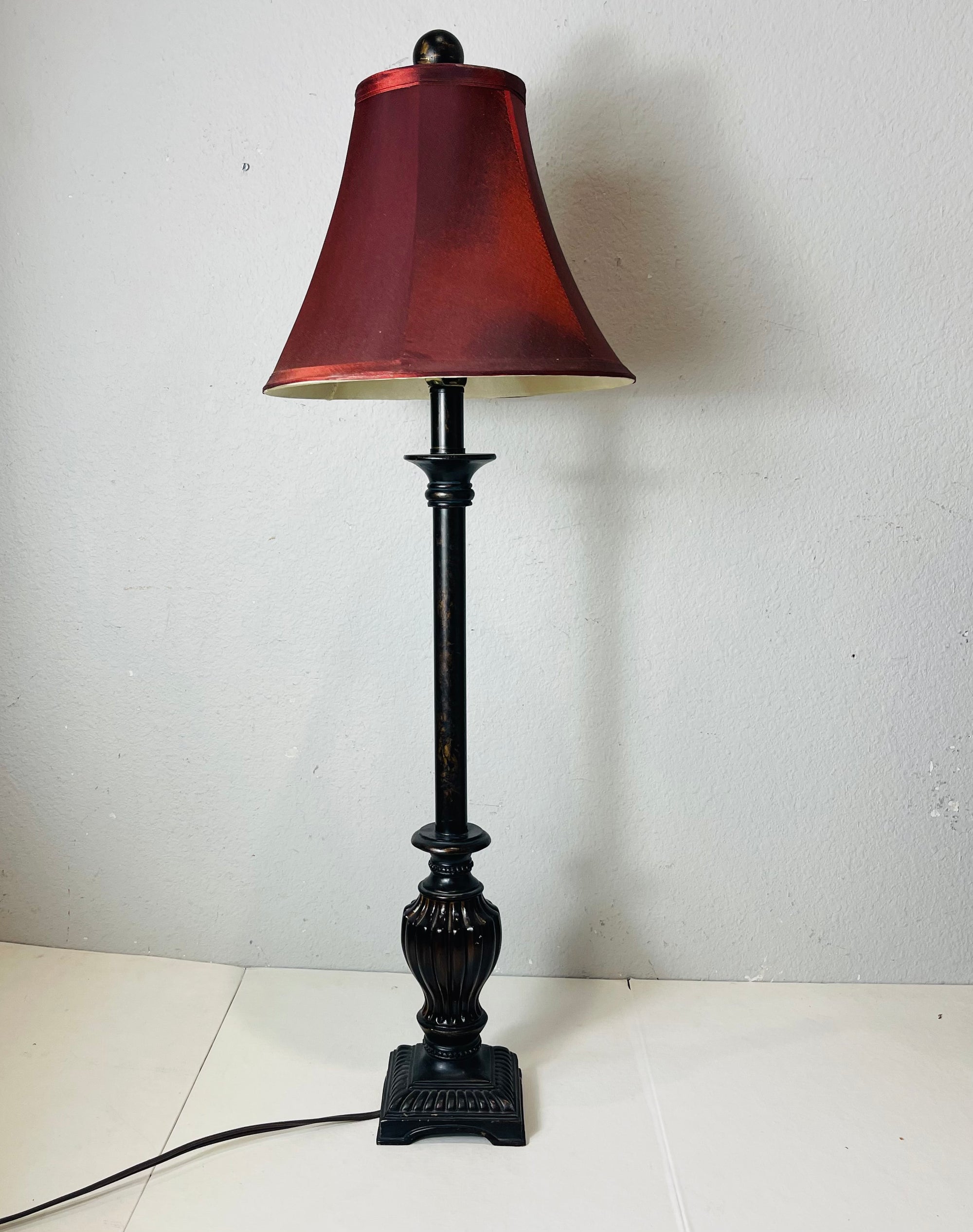 Table Lamp with Red Shade *Works Great*