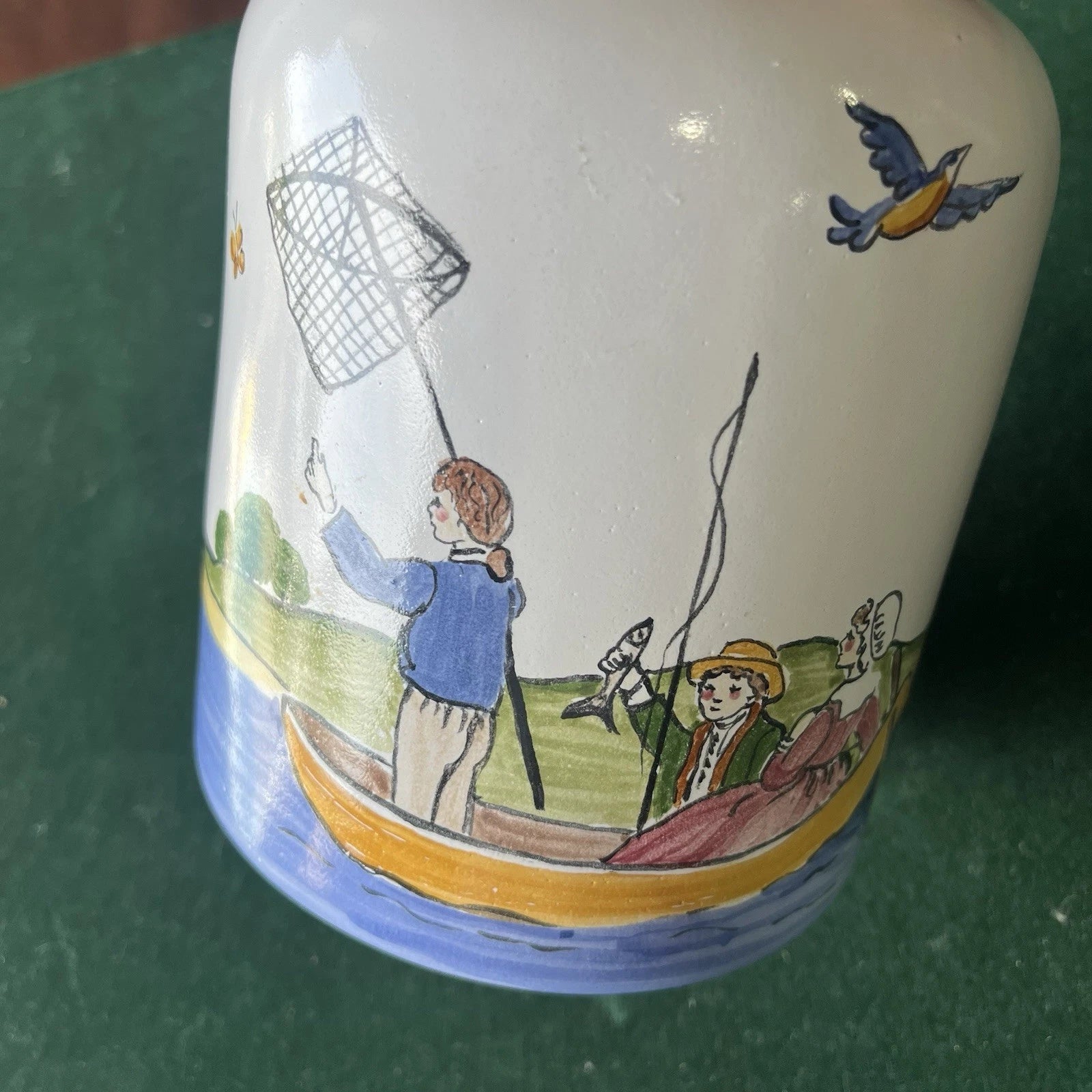 Vintage Ceramic Jar Hand-painted Countryside Motif Canister Storage C.F Gamble