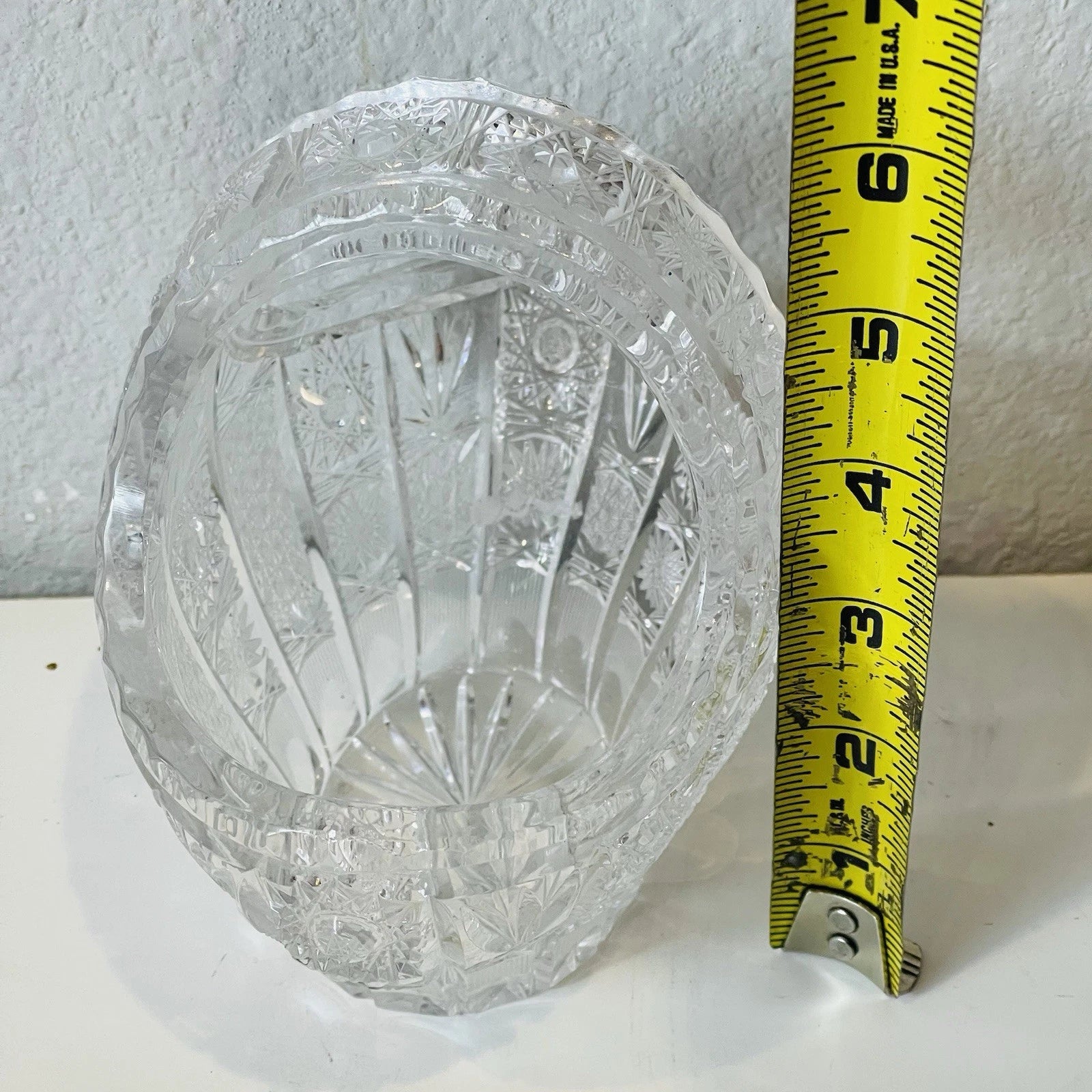 Bohemia Hand Cut Glass Basket - Flower Base - Vintage Home Decor - No Box