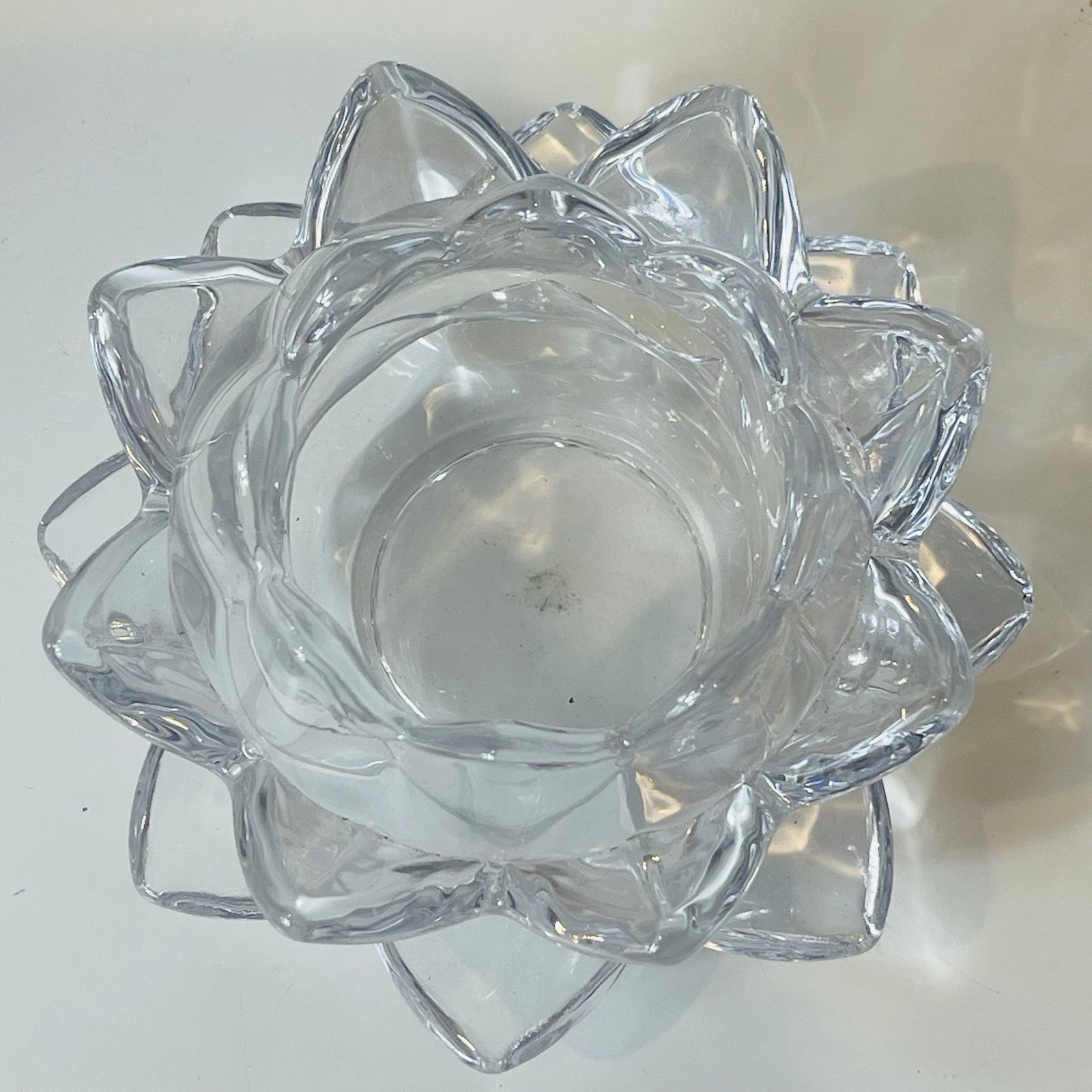 Crystal Lotus Water Lily Faceted Candle Holder Unmarked Home Office AccentDecor