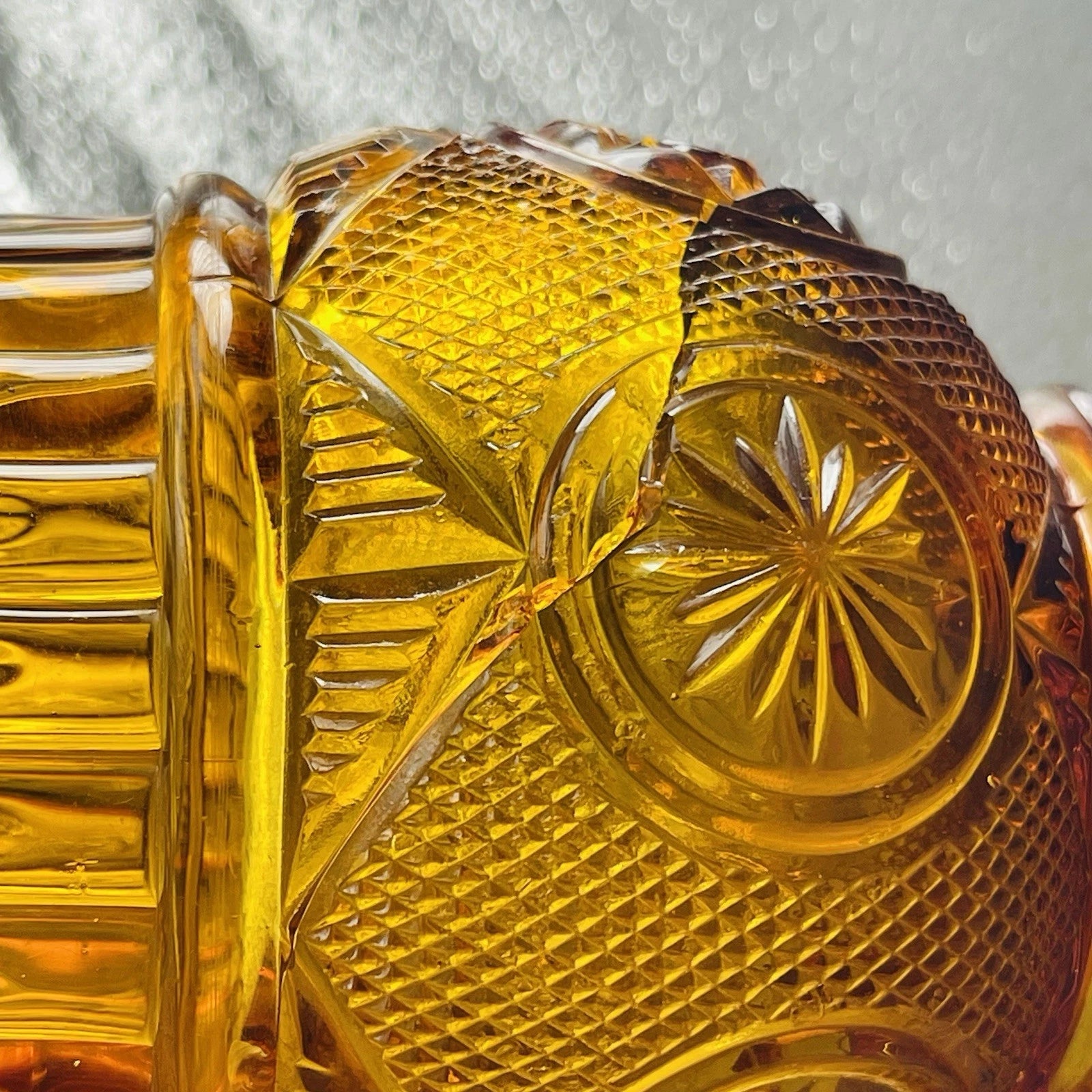 Rare Depression Antique Amber Glass Creamer Milk Pitcher For Arts Crafts “As Is”
