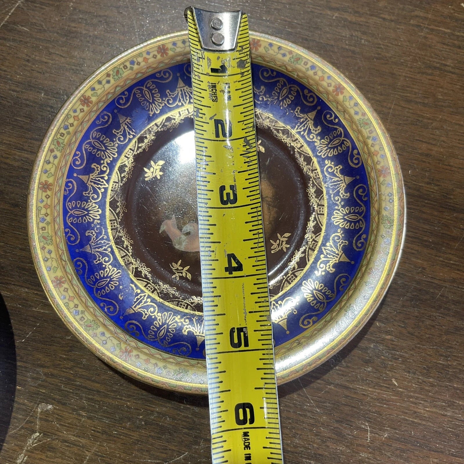 Vintage Blue Gold Small Plate Set Of 9 Plates And 2 Cups Home Accent Arts Decor