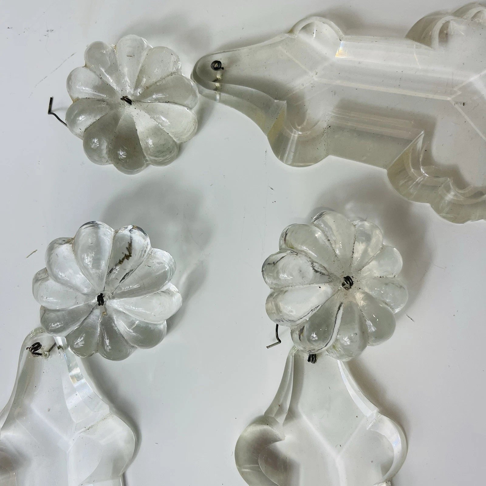 Vintage Assorted Lead Crystal Pendalogue Chandelier, 5-Piece, Antique Quality