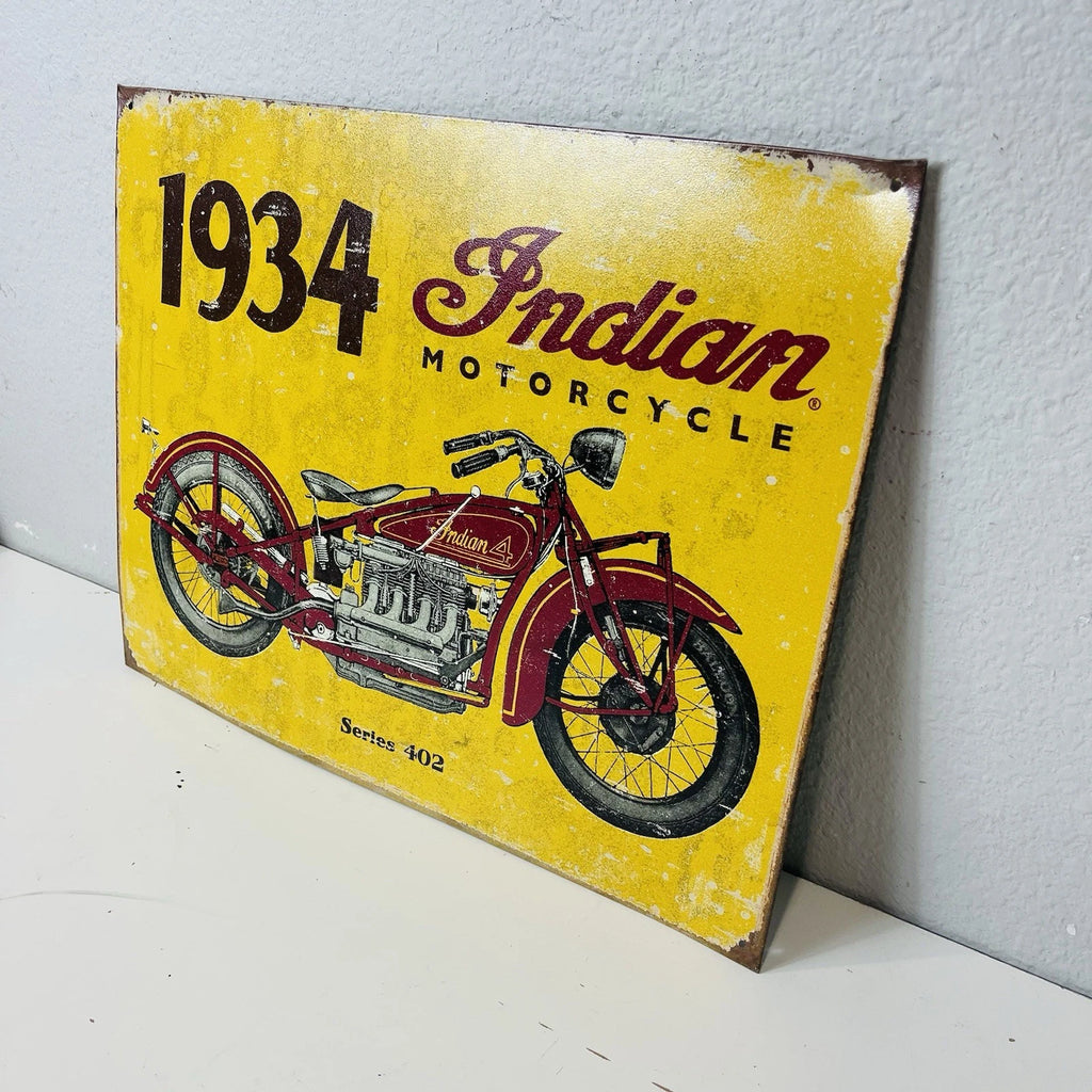Tin Sign Decorative Sign 1934 Indian Motorcycle Accent Decor