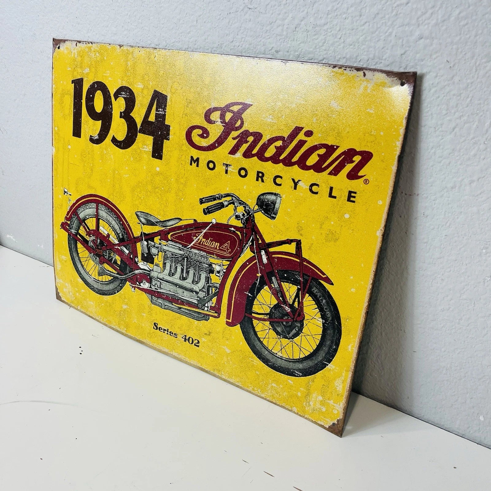 Tin Sign Decorative Sign 1934 Indian Motorcycle Accent Decor