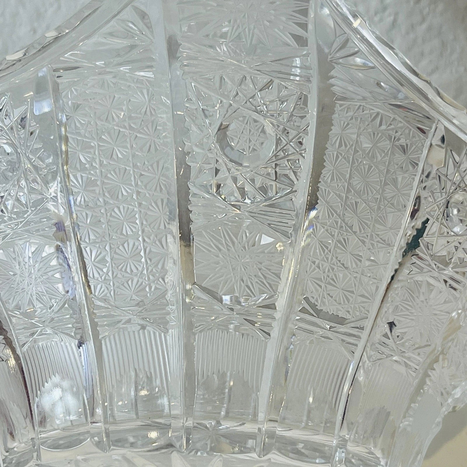 Bohemia Hand Cut Glass Basket - Flower Base - Vintage Home Decor - No Box