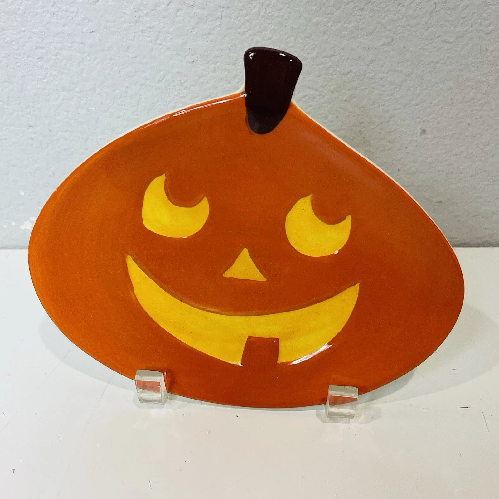 Vintage Boston Warehouse Jack-O-Lantern Shaped Snack Plate Serving Set Of 4