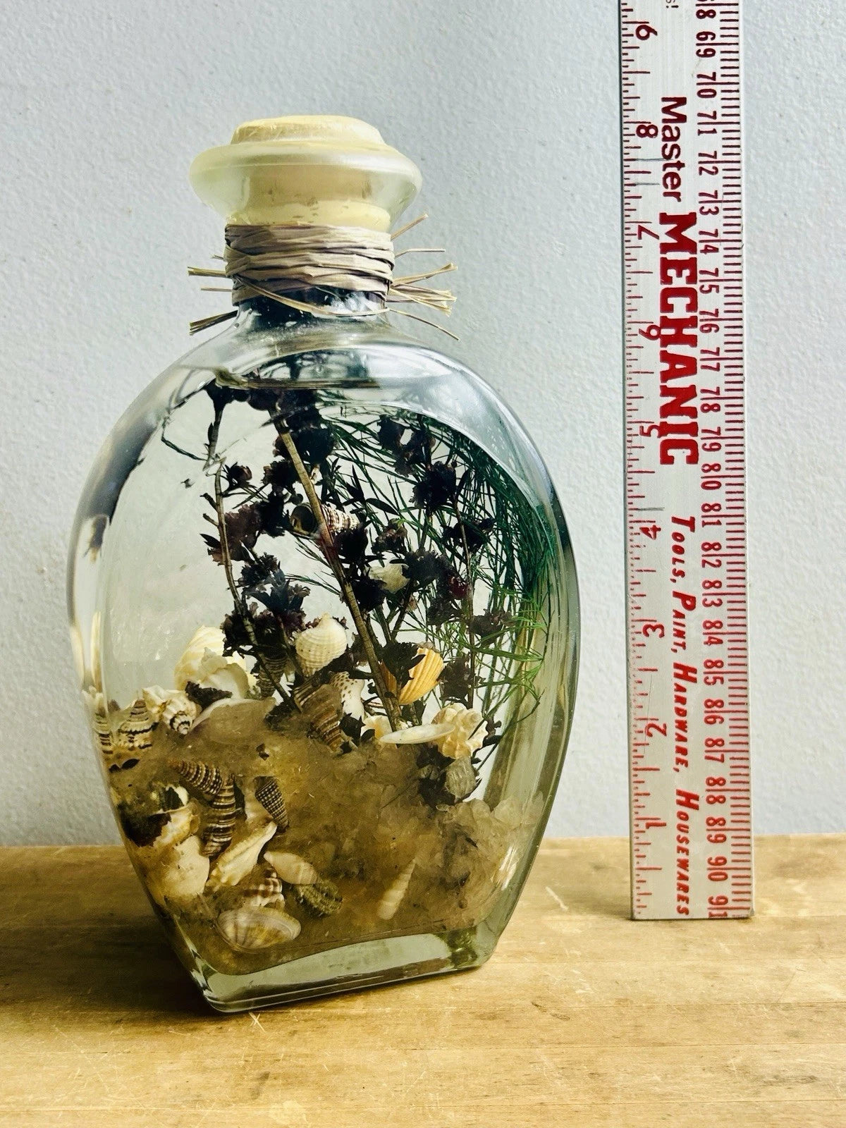 Glass Gift Bottle with Preserved Flowers Accent Decor