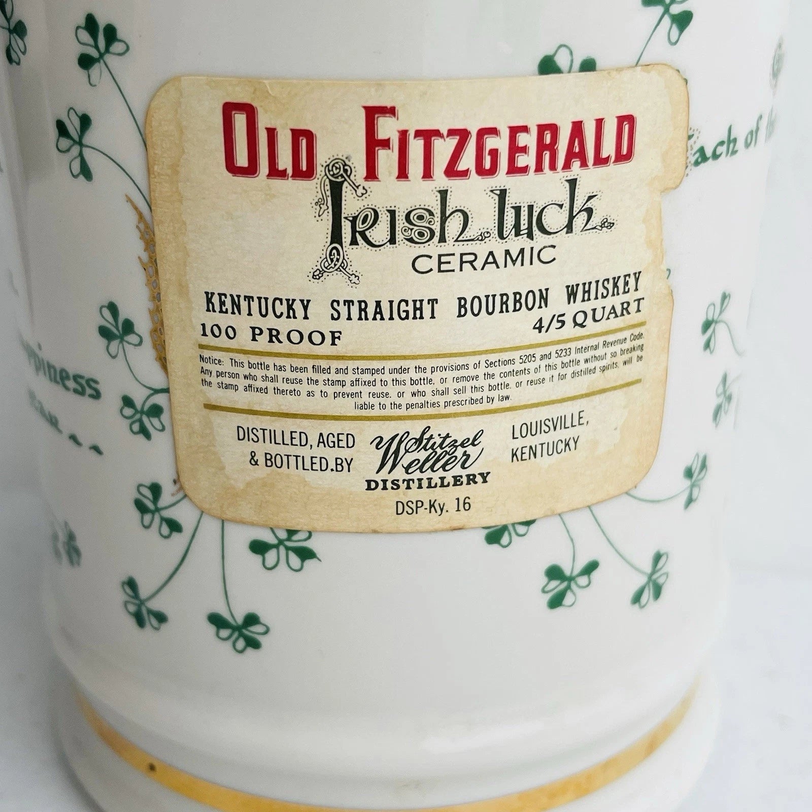 Old Fitzgerald Collector Irish Luck Porcelain Decanter Stitzel Weller
