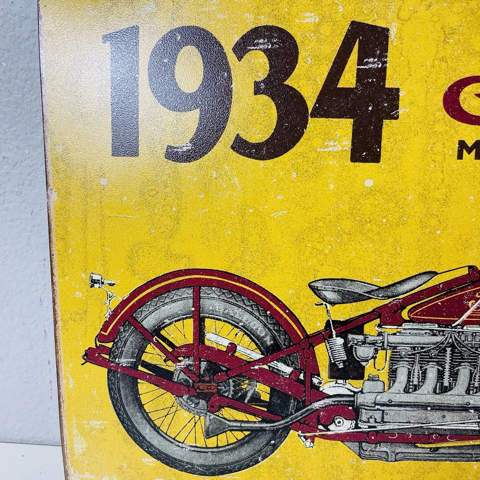 Tin Sign Decorative Sign 1934 Indian Motorcycle Accent Decor