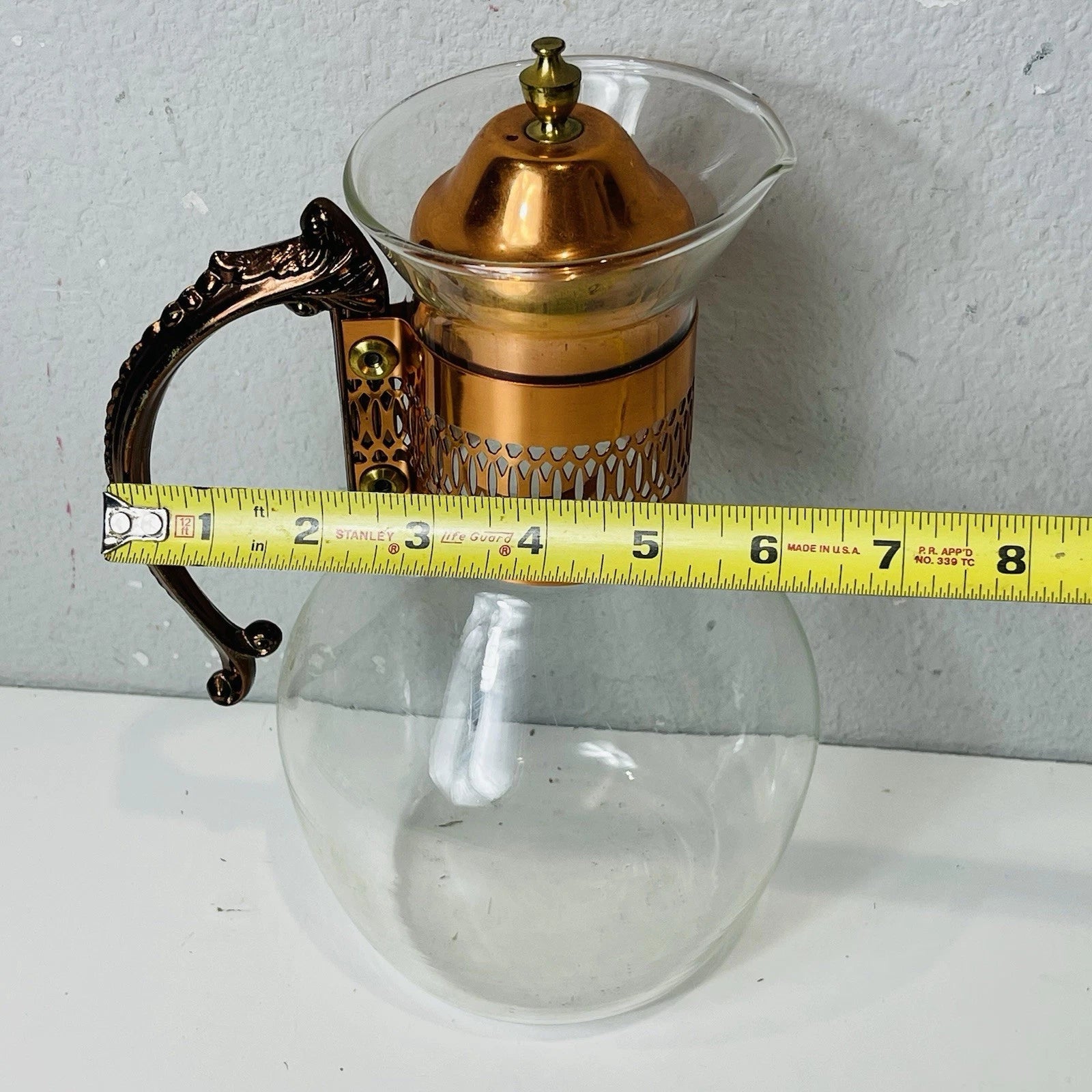 Vintage Copper & Brass Coffee/Tea Carafe with Lid – Home & Office Décor for Arts & Crafts Enthusiasts