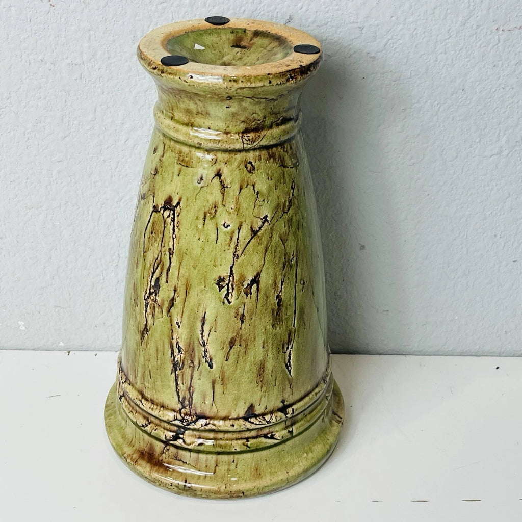 Hosley TM Art Pottery Vase Drip Crystalline Gloss Rustic Brown and Green Glaze
