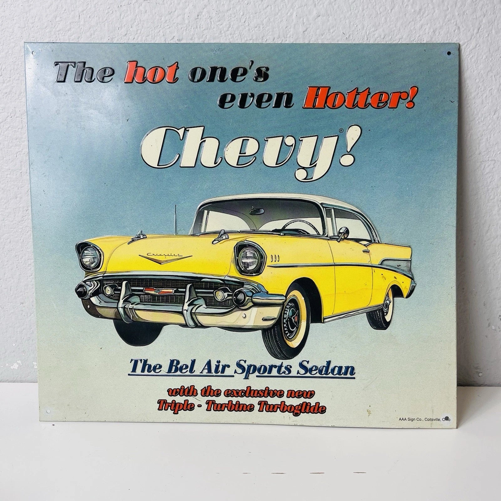 Vintage Chevy Bel Air Sports Sedan Collectible Sign