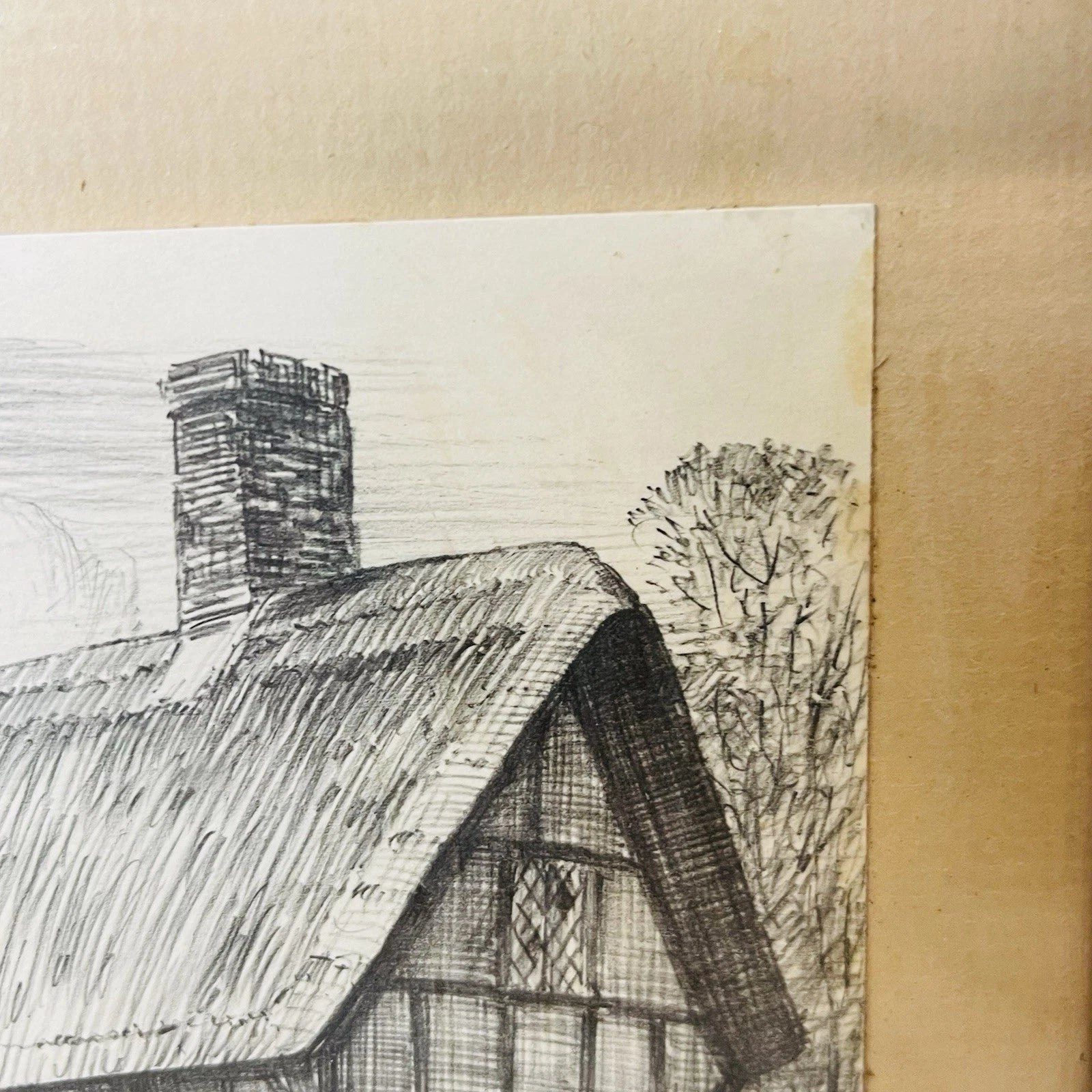 Vintage Ann Hathaway’s Cottage Print Stratford on Avon Home Office Accent Decor