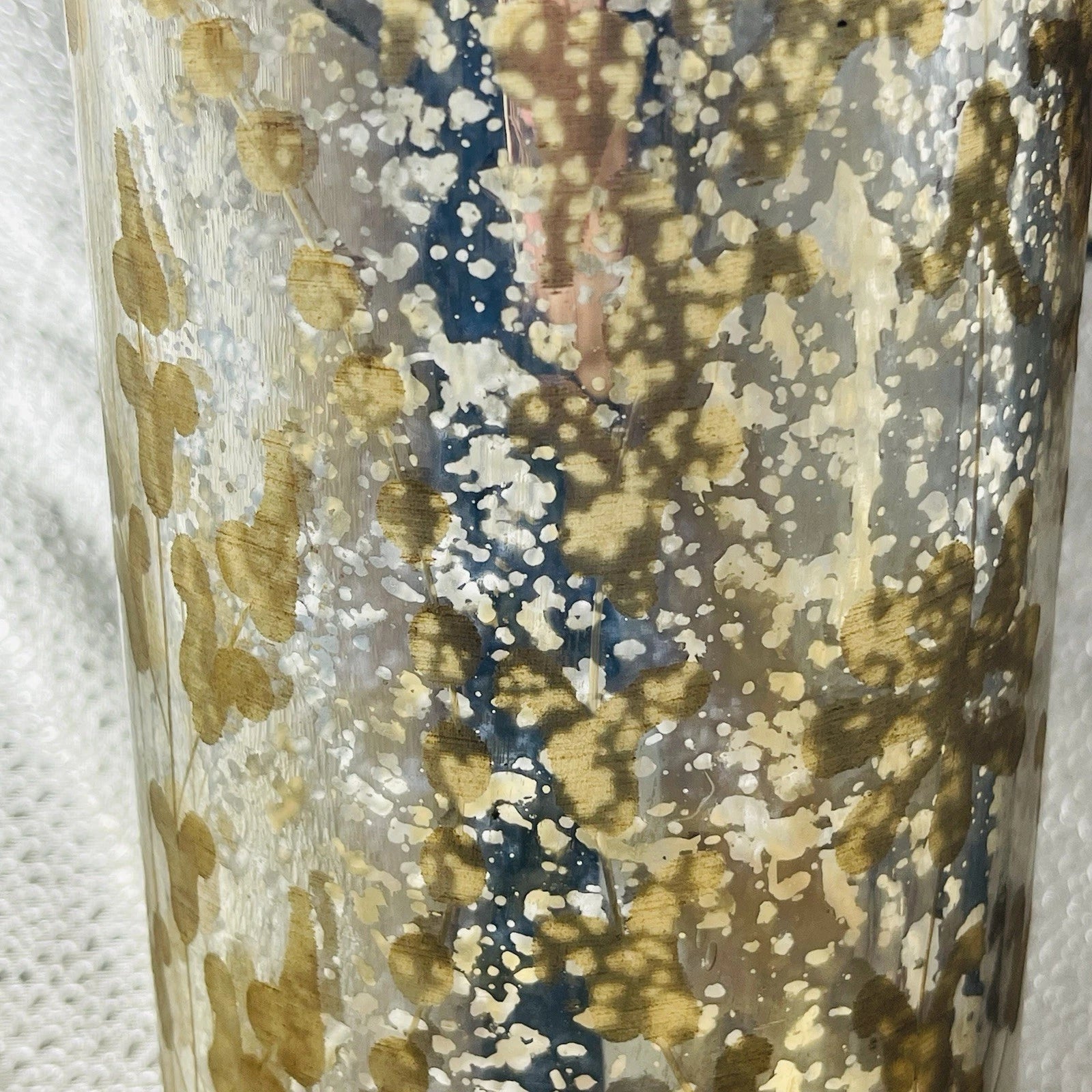 Autumn Mercury Glass Display Bottle with Metal Accents | Fall Decor