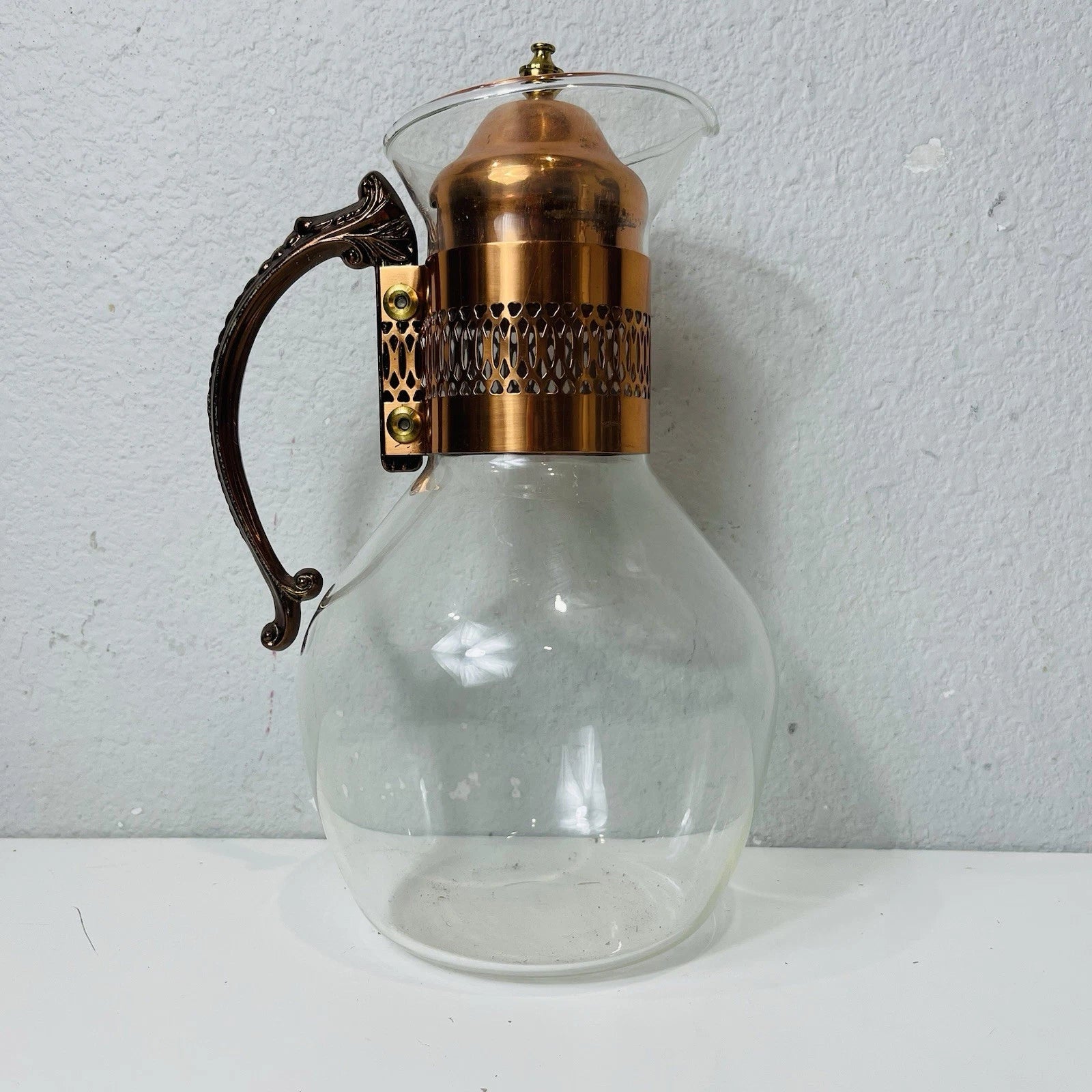 Vintage Copper & Brass Coffee/Tea Carafe with Lid – Home & Office Décor for Arts & Crafts Enthusiasts