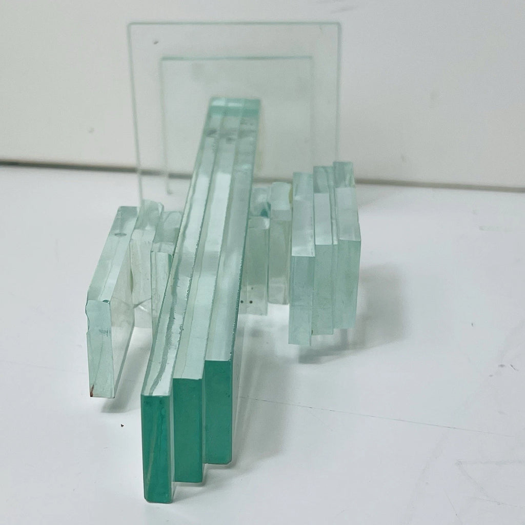 Stacked Art Glass Clear Cactus Figurine Sculpture Southwest Folk Art Statue Deco