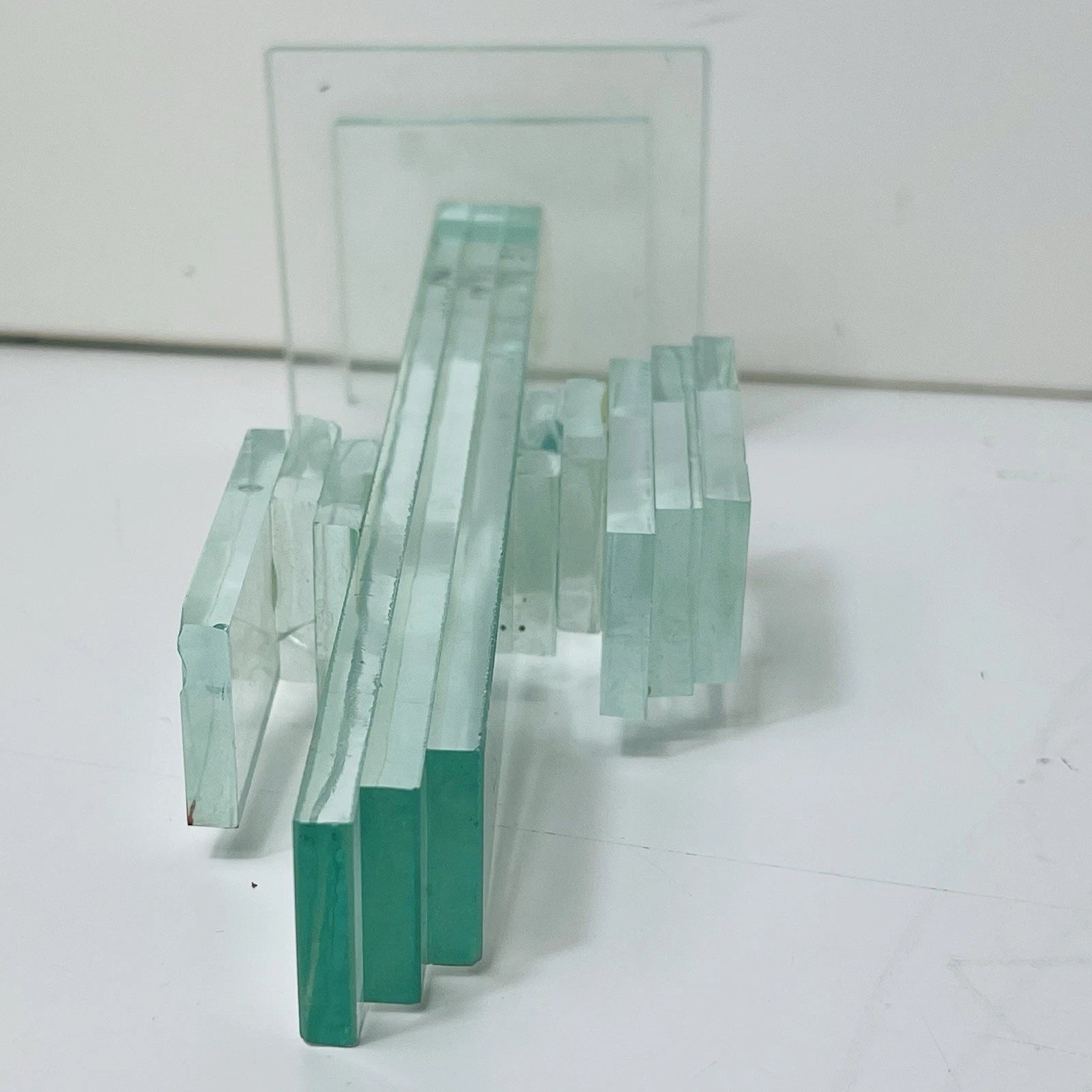 Stacked Art Glass Clear Cactus Figurine Sculpture Southwest Folk Art Statue Deco