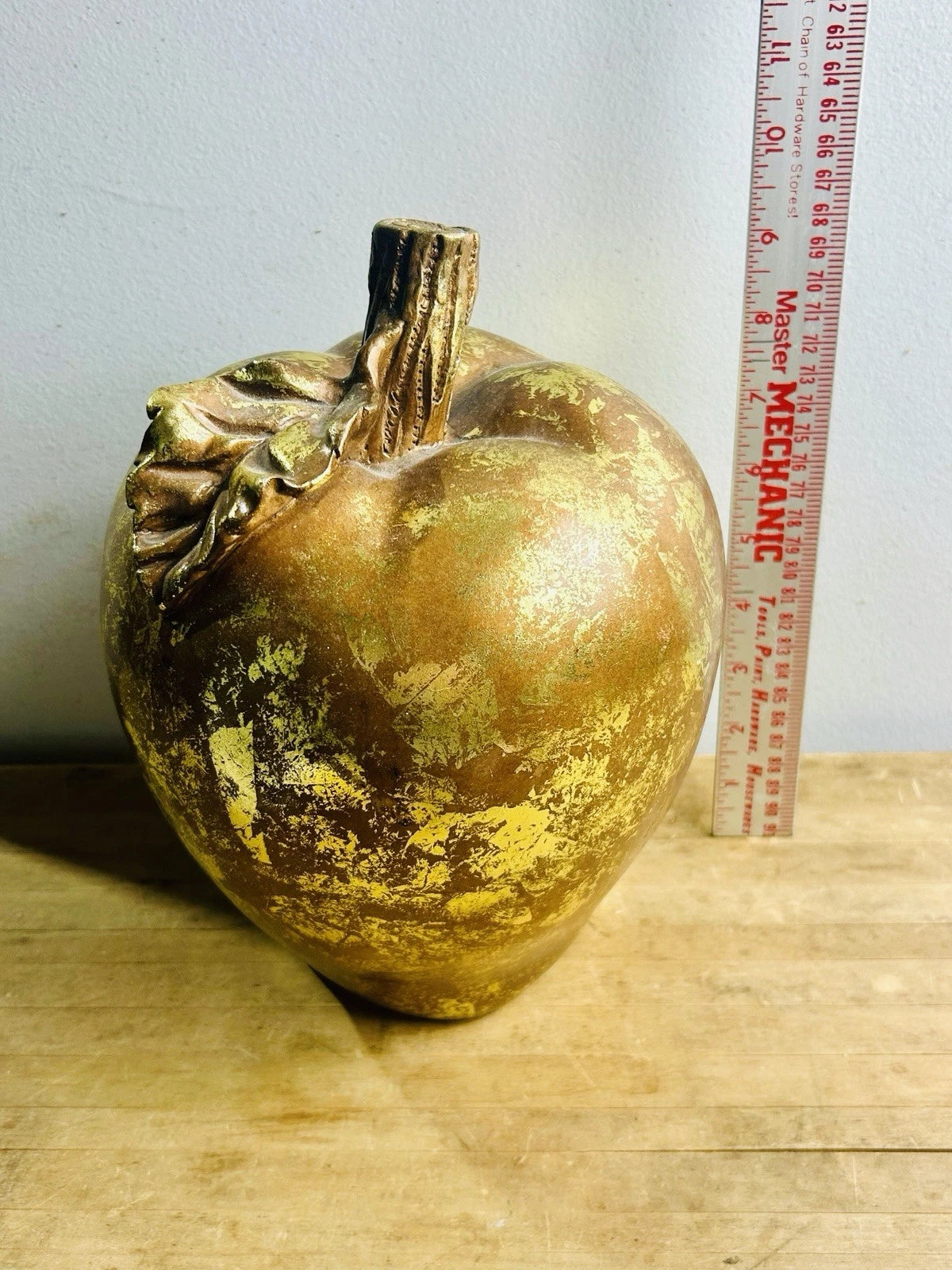 Apple Ornament with Gold Painting & Flake Details | 9 inches Tall