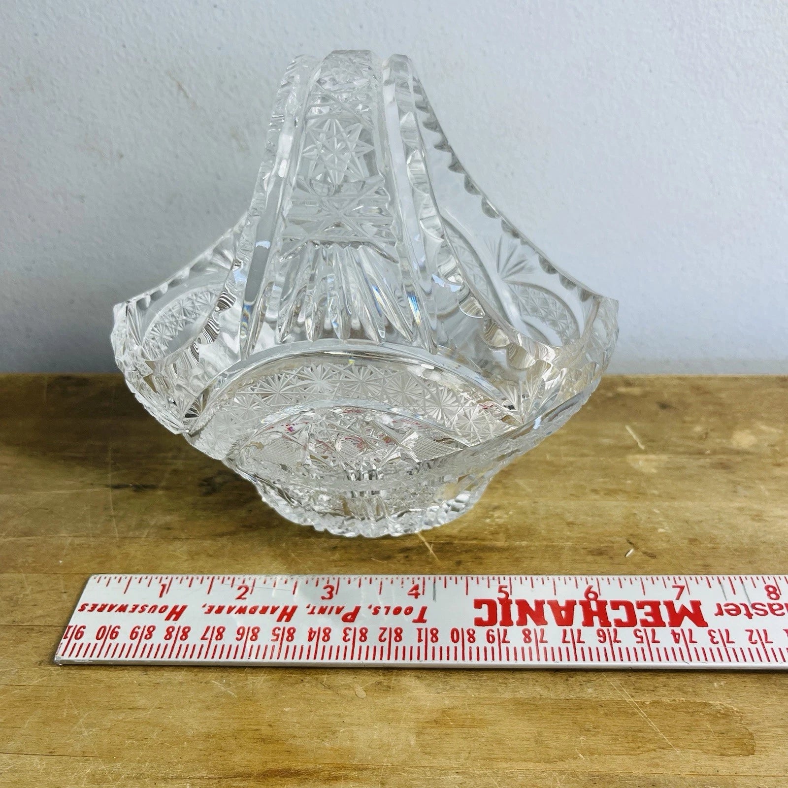 Vintage Bohemian Czech Hand Cut Crystal Basket Decor
