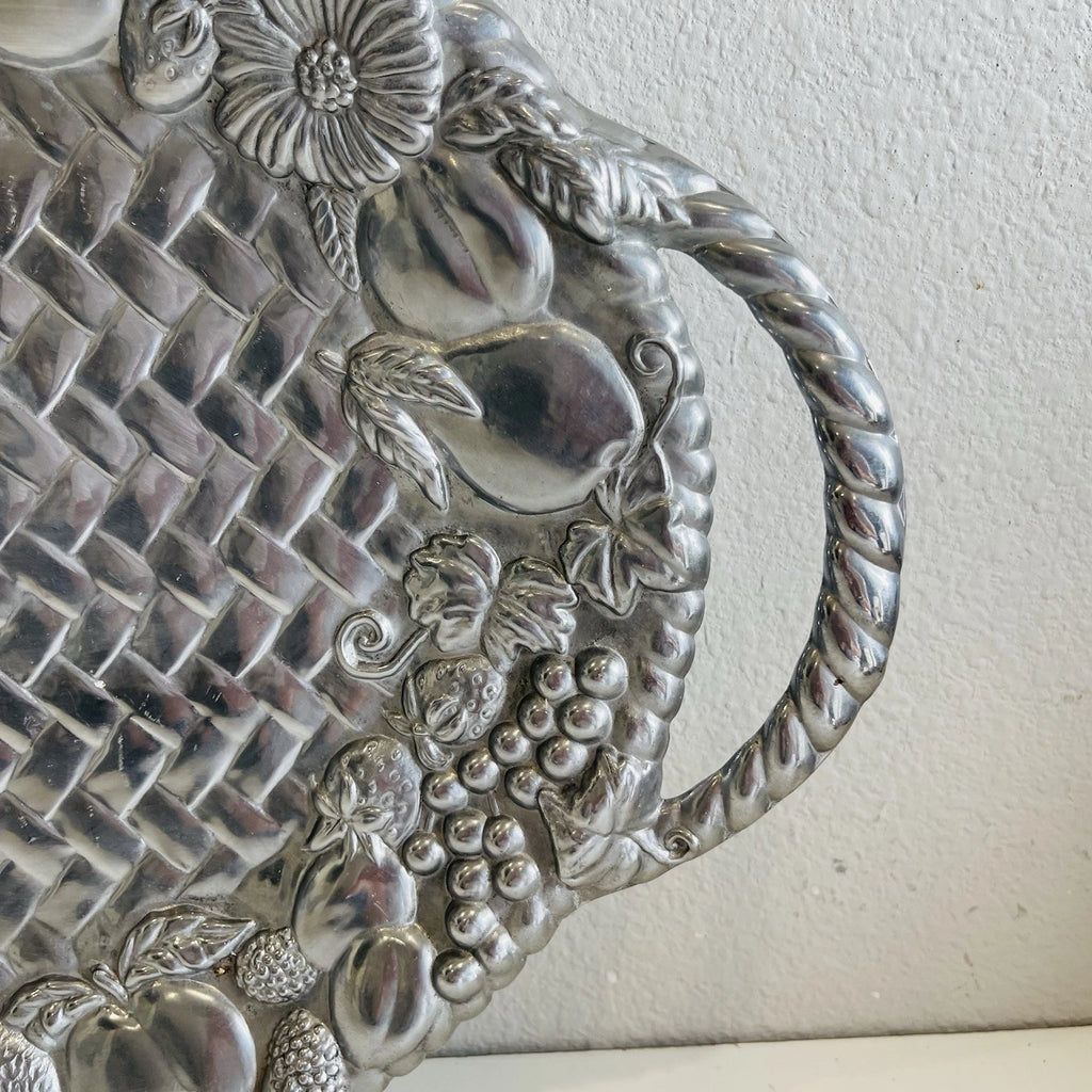 Lenox Grape Weave Handled Serving Platter: Pewter Metal Alloy