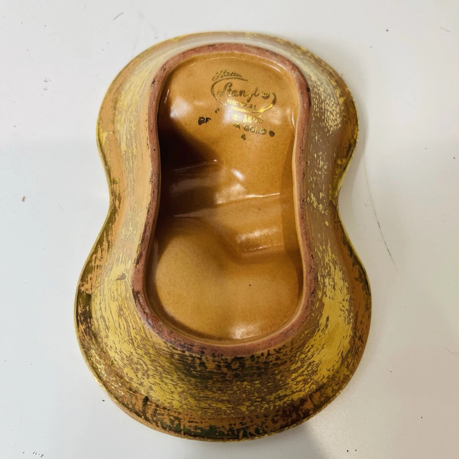 Stangl Pottery Granada Ashtray Rare Hand-Painted 22K Gold Home Office Decor