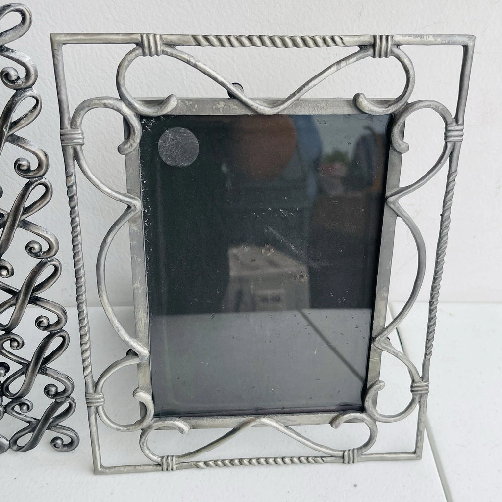 Decorative Metal Photo Frames Set Of 2 Free Standing Accent Home Office Decor