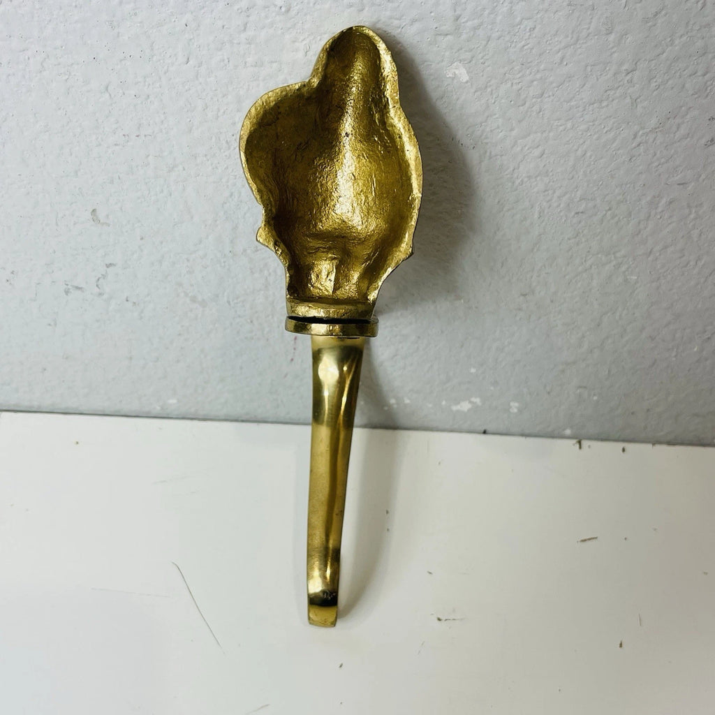 Santa Claus Brass Stocking Hanger Christmas Hook Holder Holiday Wreath And Staff