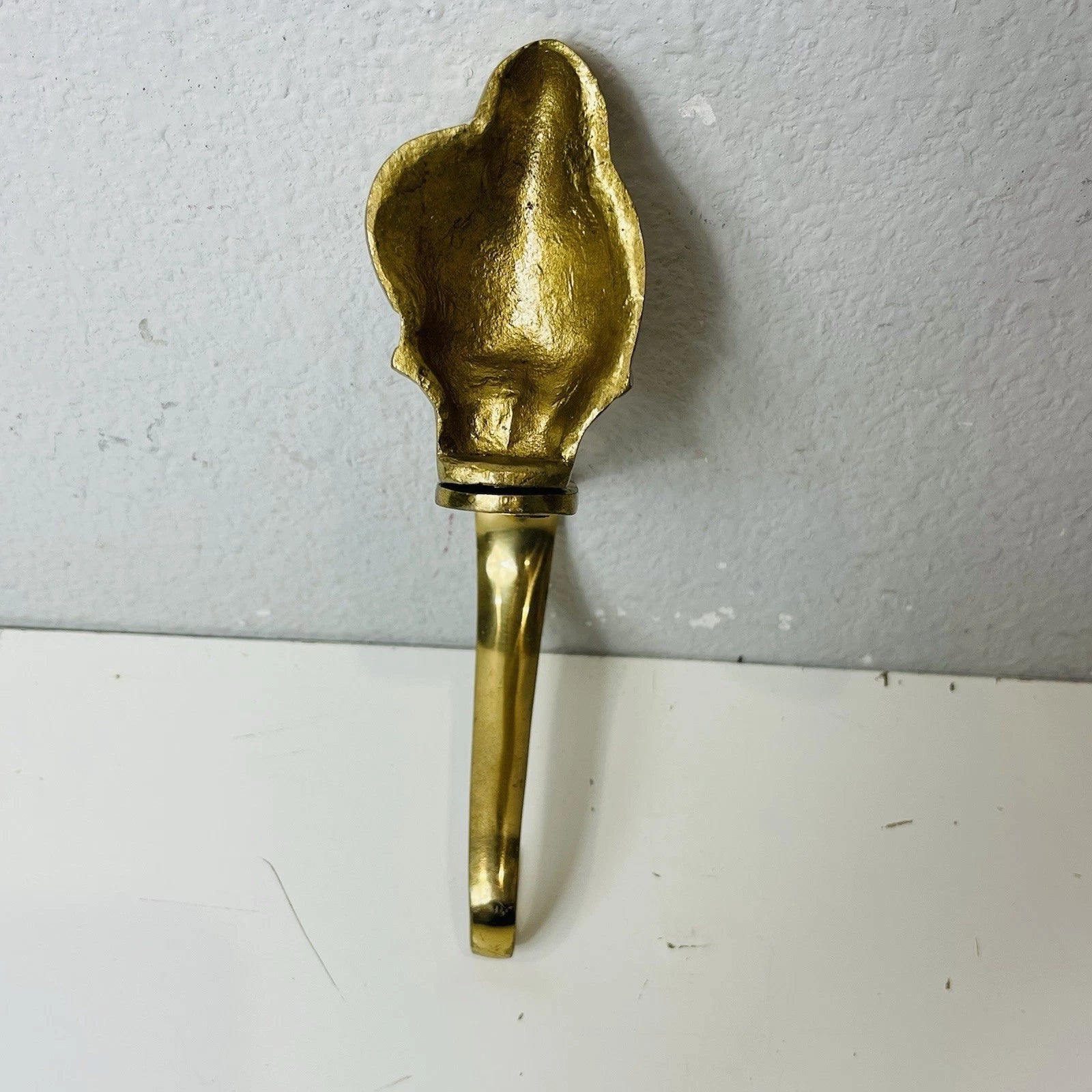 Santa Claus Brass Stocking Hanger Christmas Hook Holder Holiday Wreath And Staff