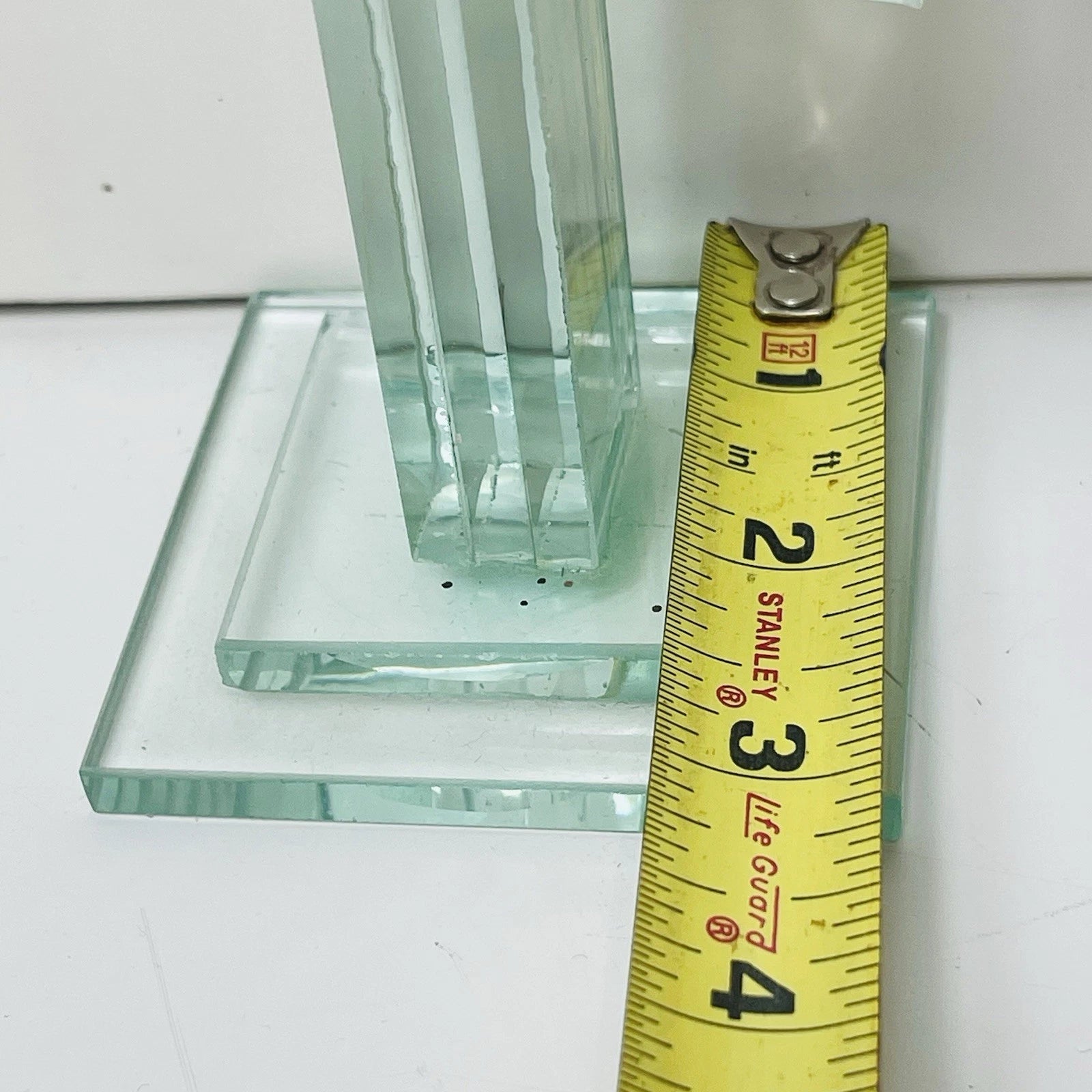 Stacked Art Glass Clear Cactus Figurine Sculpture Southwest Folk Art Statue Deco