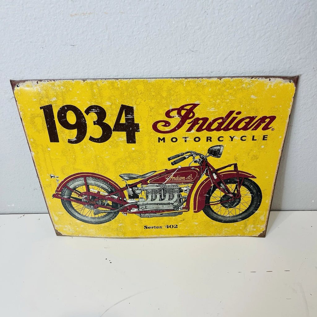 Tin Sign Decorative Sign 1934 Indian Motorcycle Accent Decor