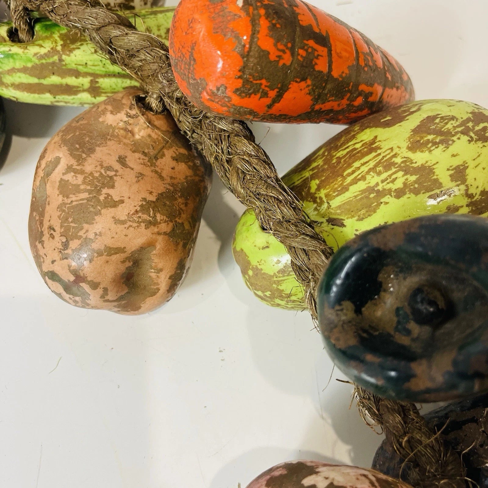 Art Pottery Harvest Garden Vegetables Kitchen Decor Stoneware Set Of 11 Pcs.
