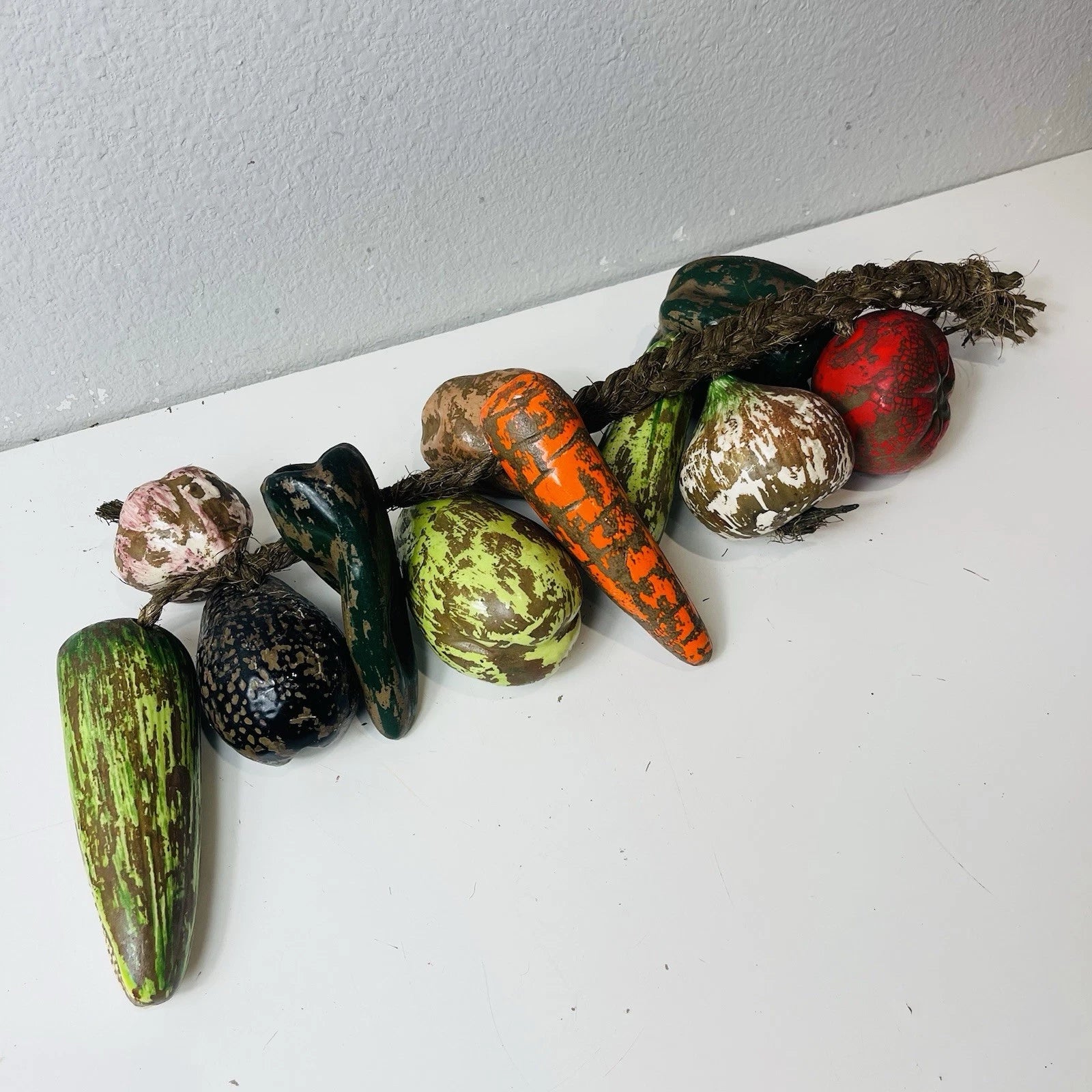 Art Pottery Harvest Garden Vegetables Kitchen Decor Stoneware Set Of 11 Pcs.
