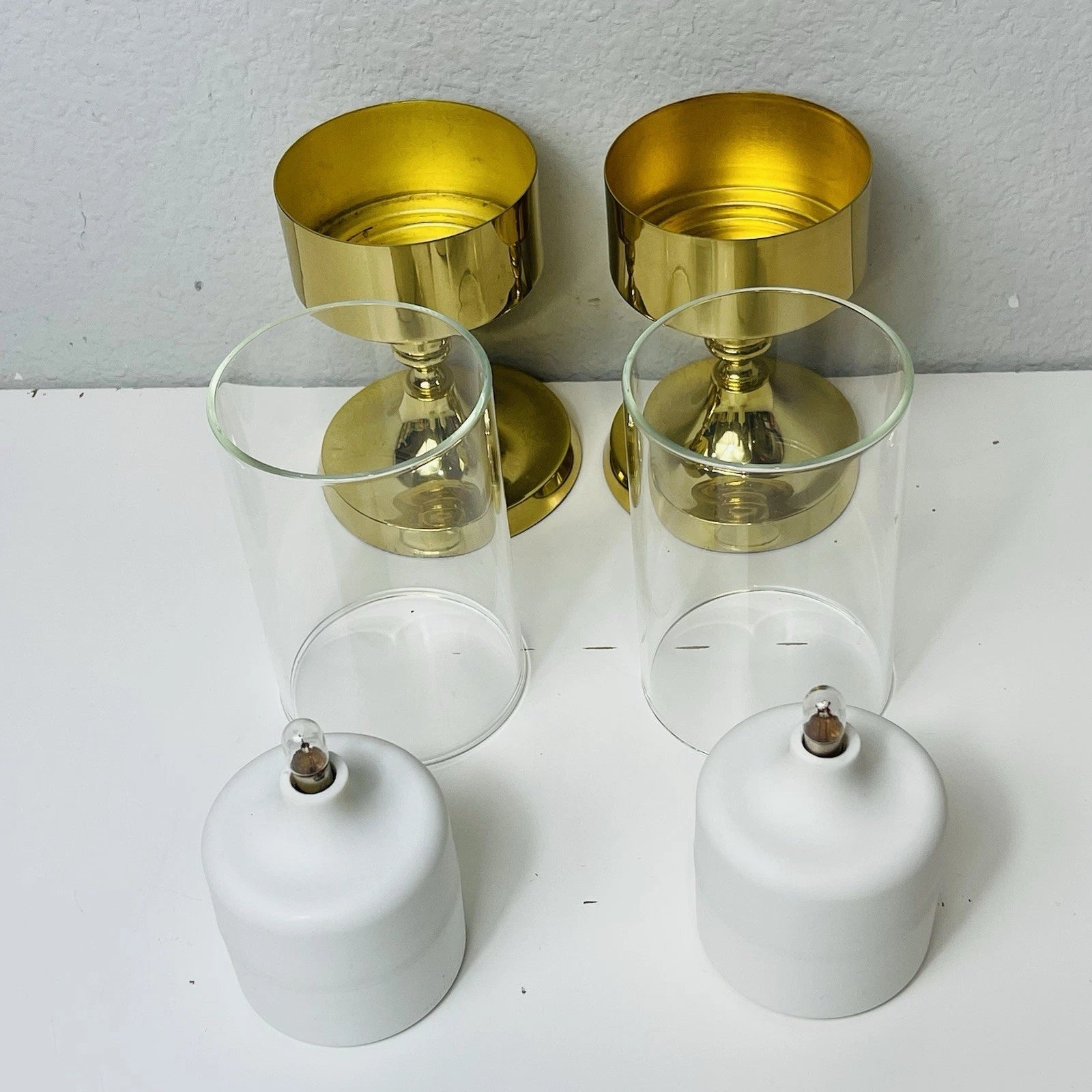 Accent Gold Glass Cup Candle Holder Wedding Party Table Event Anniversary Set 2
