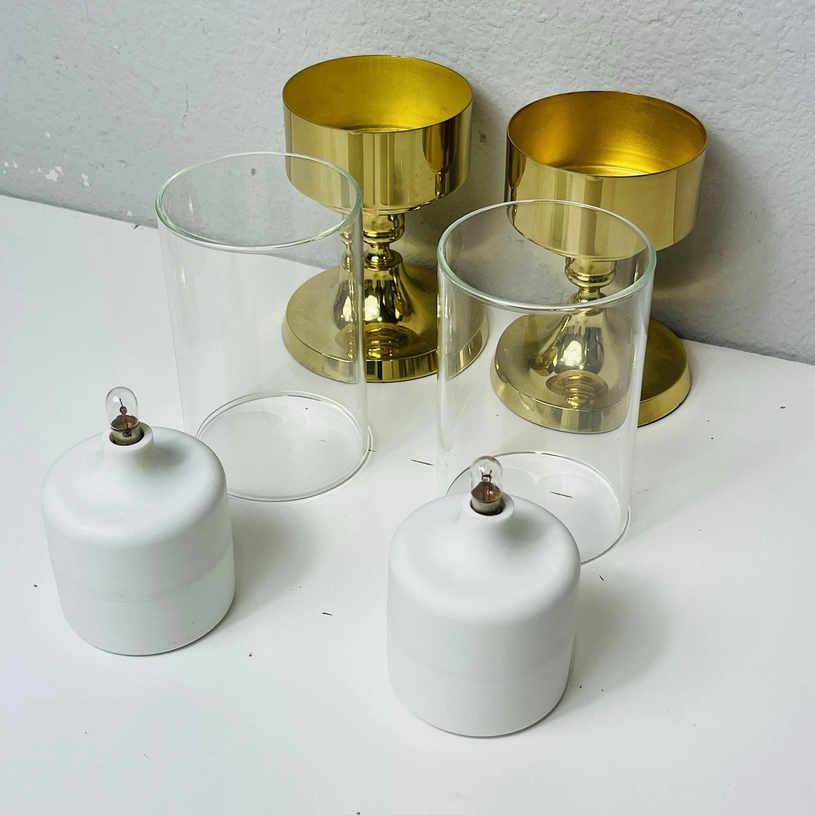Accent Gold Glass Cup Candle Holder Wedding Party Table Event Anniversary Set 2